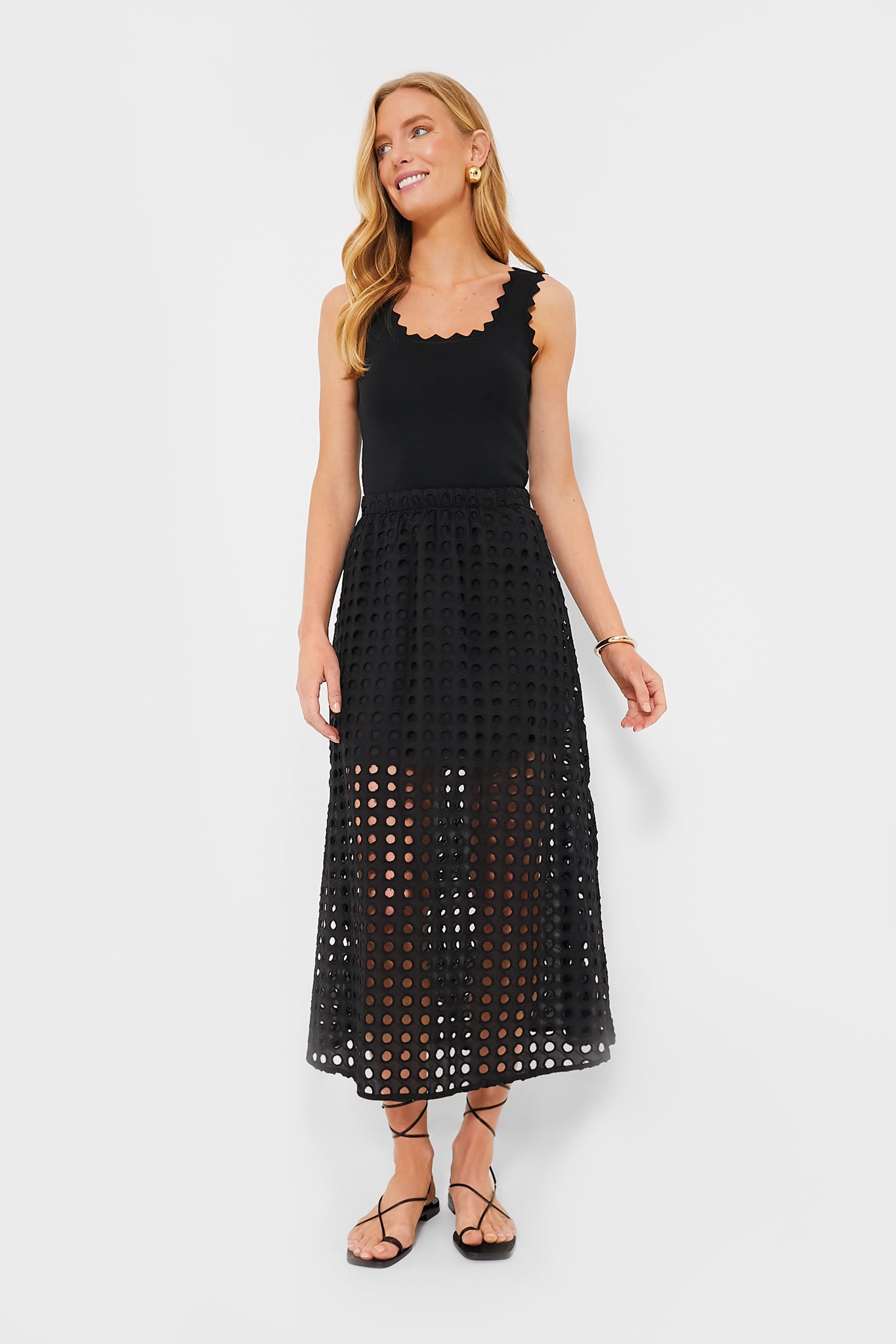 Black Cotton Eyelet Eve Skirt-Get Girly