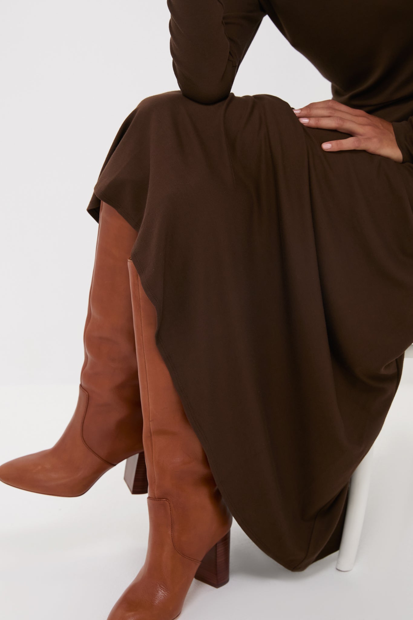 Chocolate Brown Long Sleeve Sara Maxi Dress-Get Girly