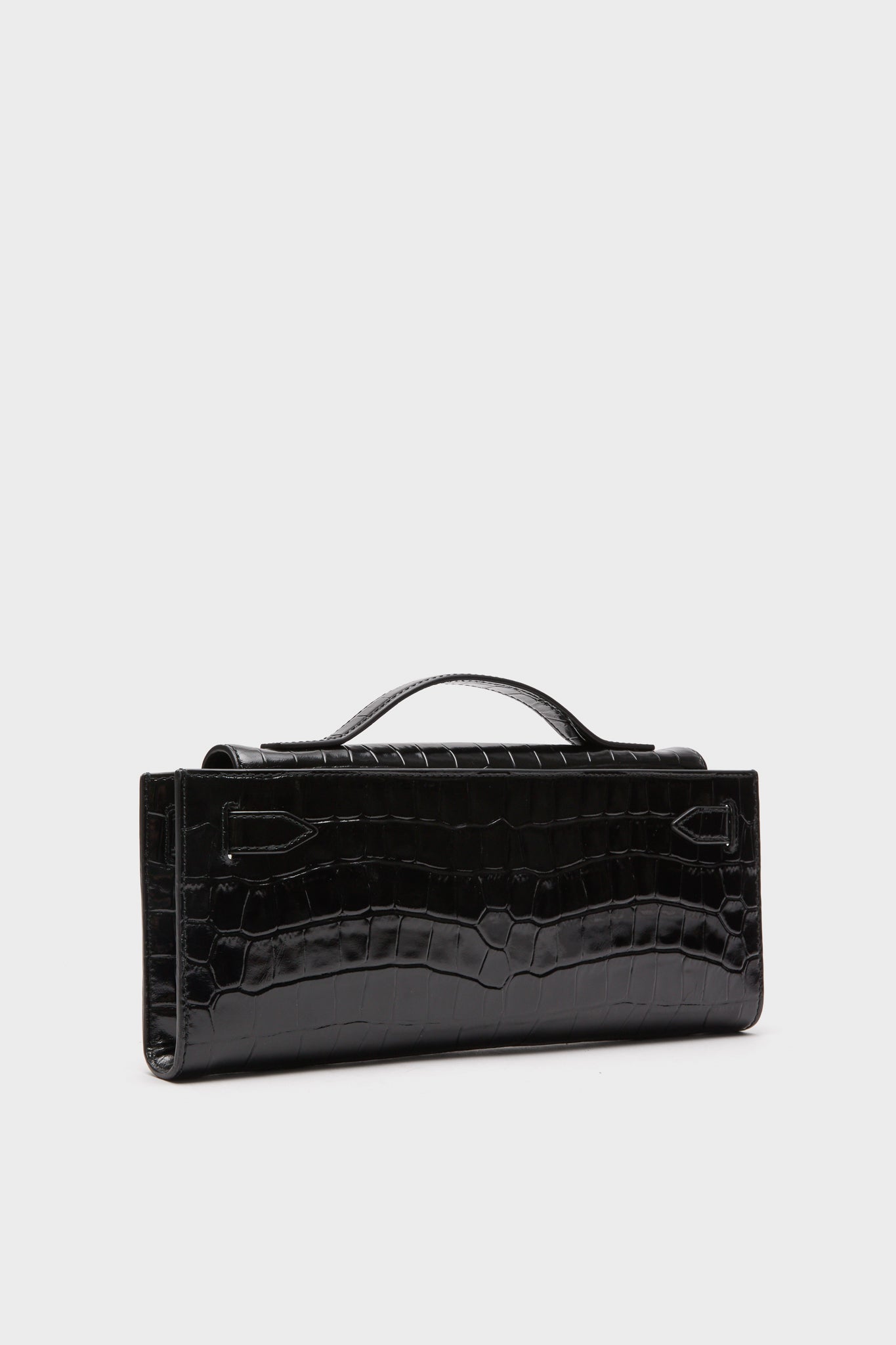Black Croc Embossed Veronica Beard Dash Clutch-Get Girly