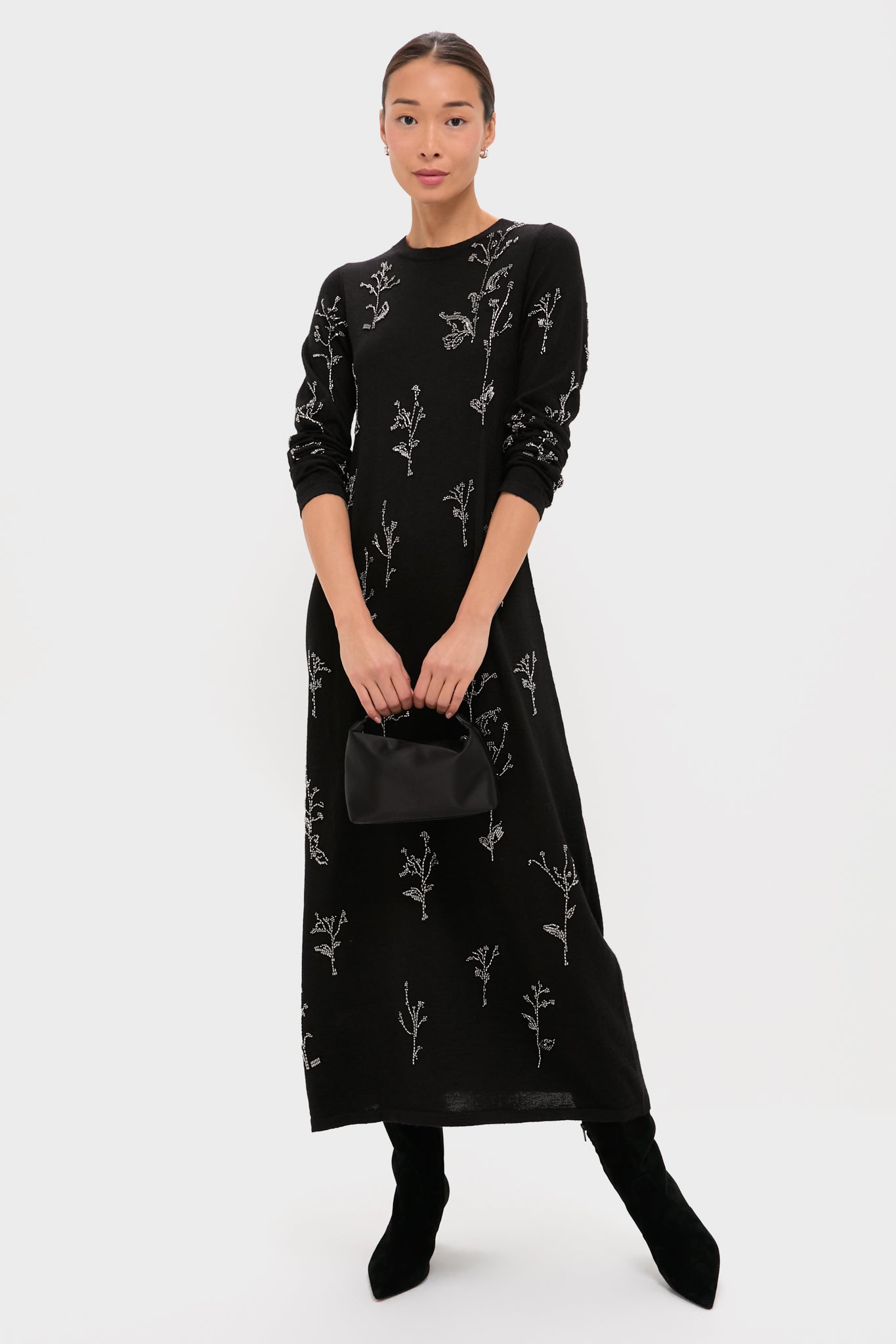 Black Bozka Long Sleeve Maxi Dress-Get Girly