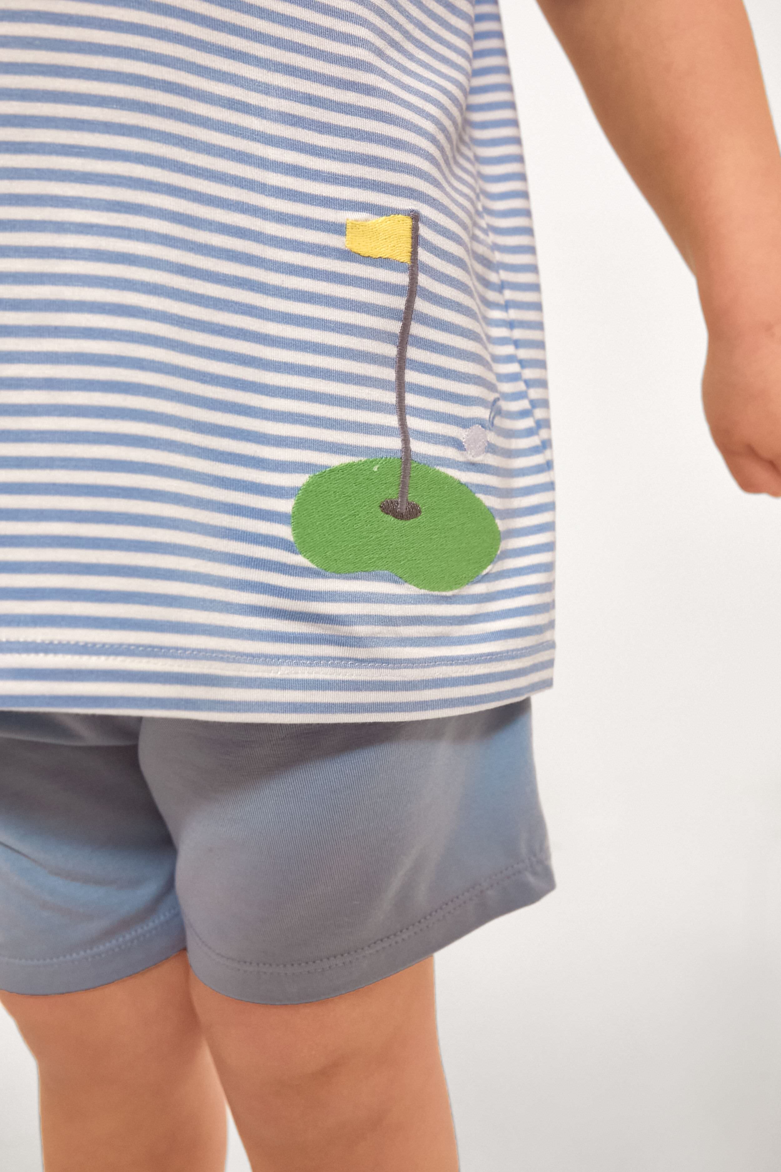 Blue Stripe Golf Polo Shirt and Short Set-Get Girly