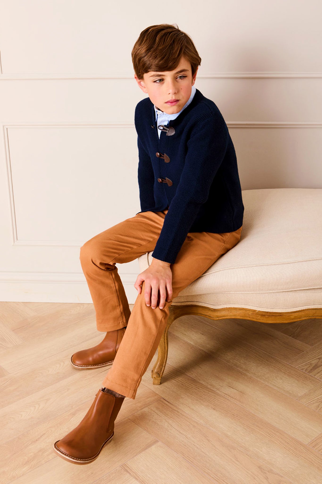 Toggle Fastening Knitted Cardigan in Blue-Get Girly