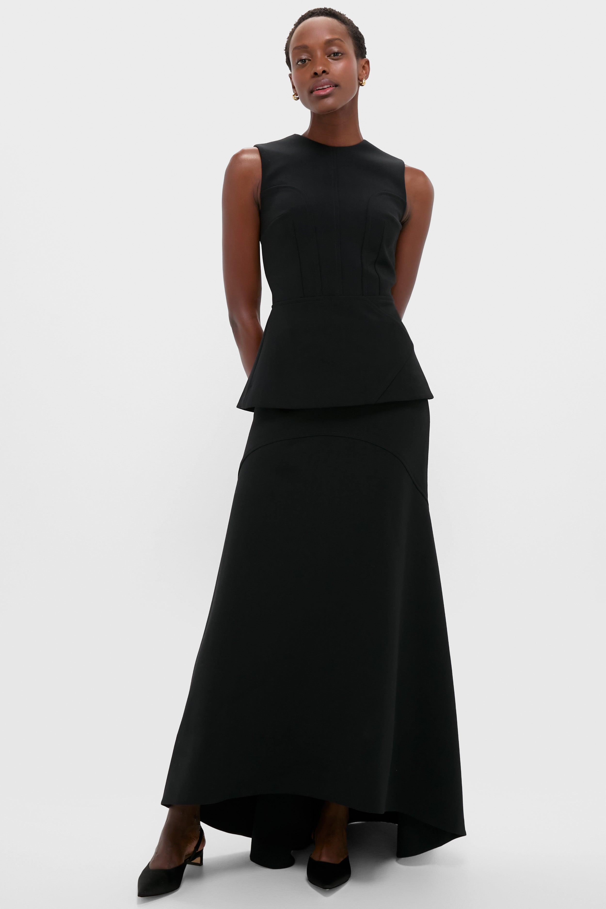 Black Reville Birdseye Suiting Top-Get Girly