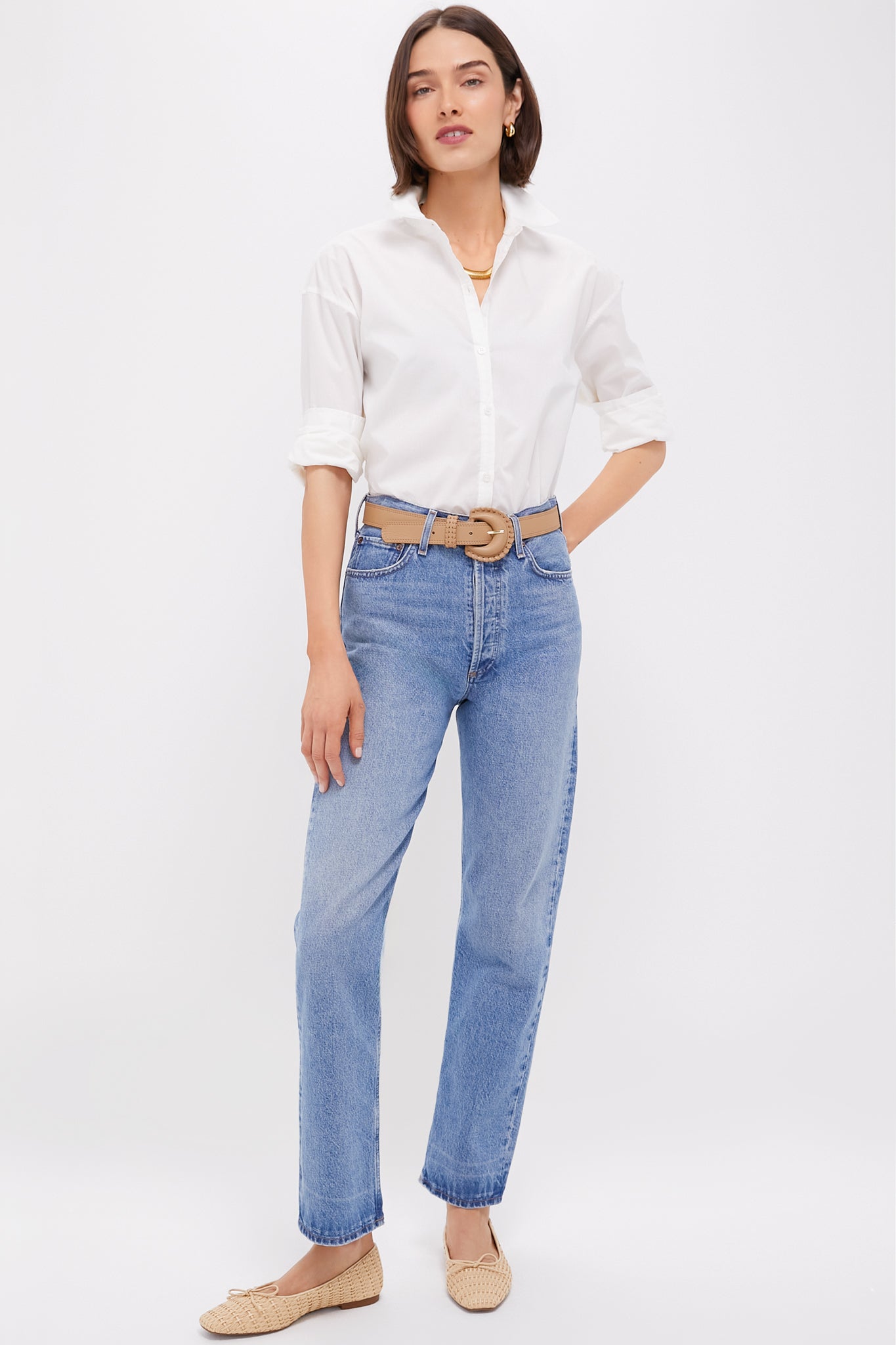 White Wexler Cotton Button Down-Get Girly