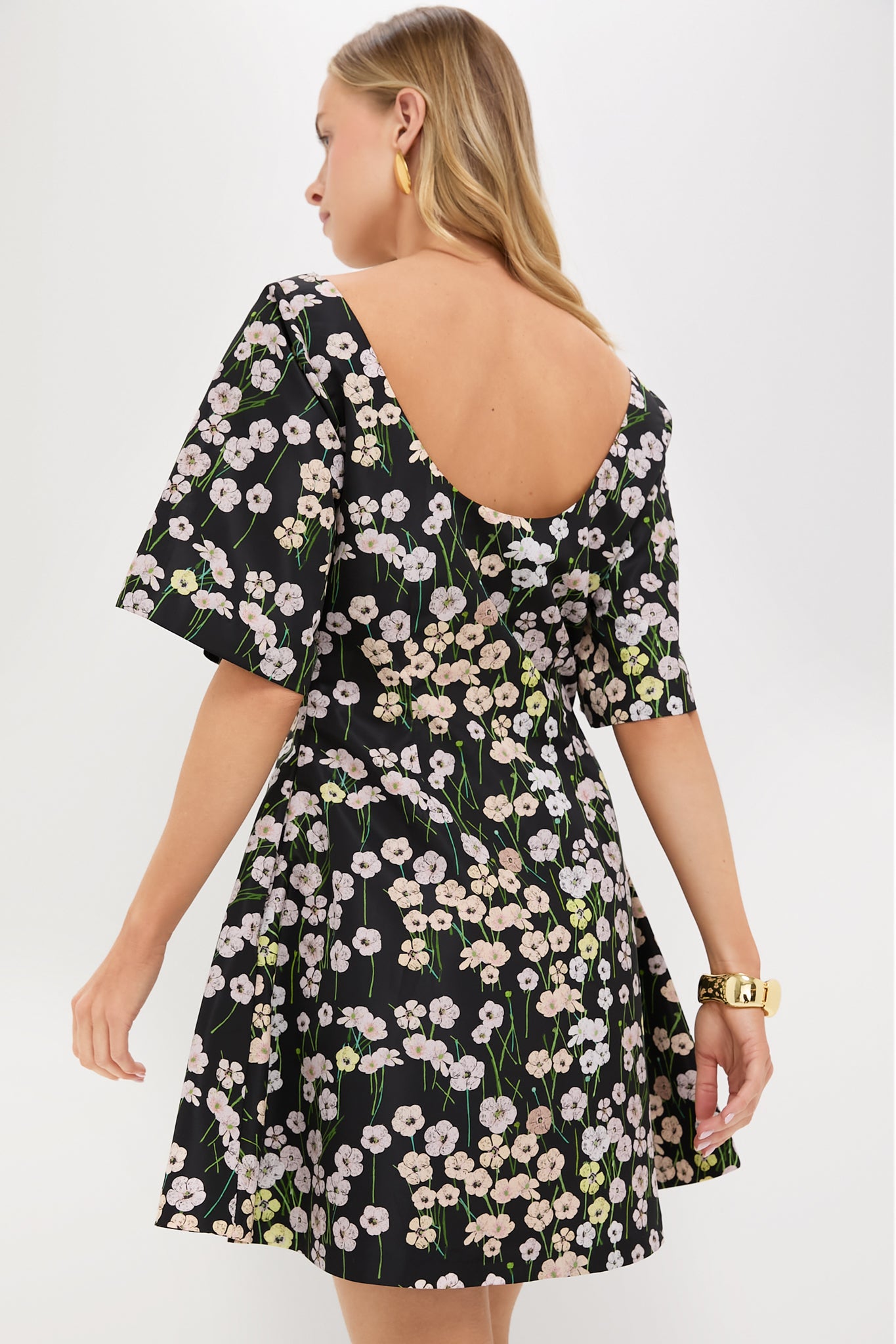 Black Buttercups Short Manou Dress-Get Girly