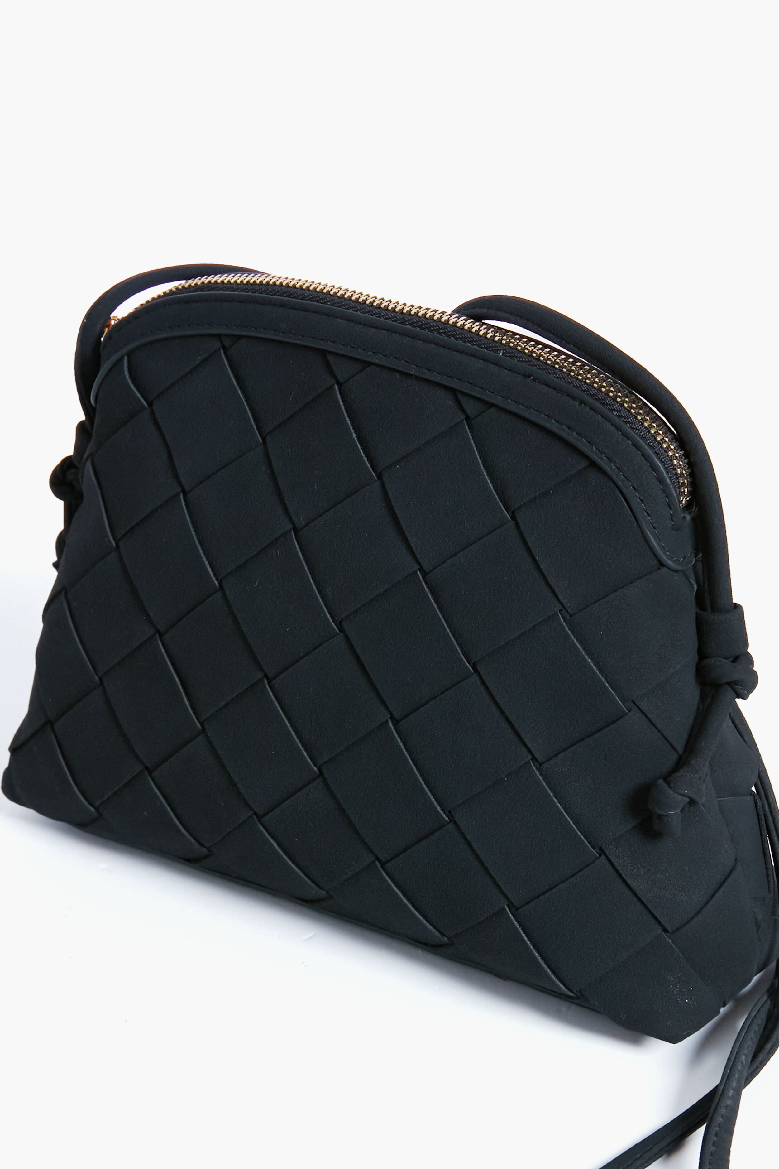 Black Calista Woven Crossbody-Get Girly