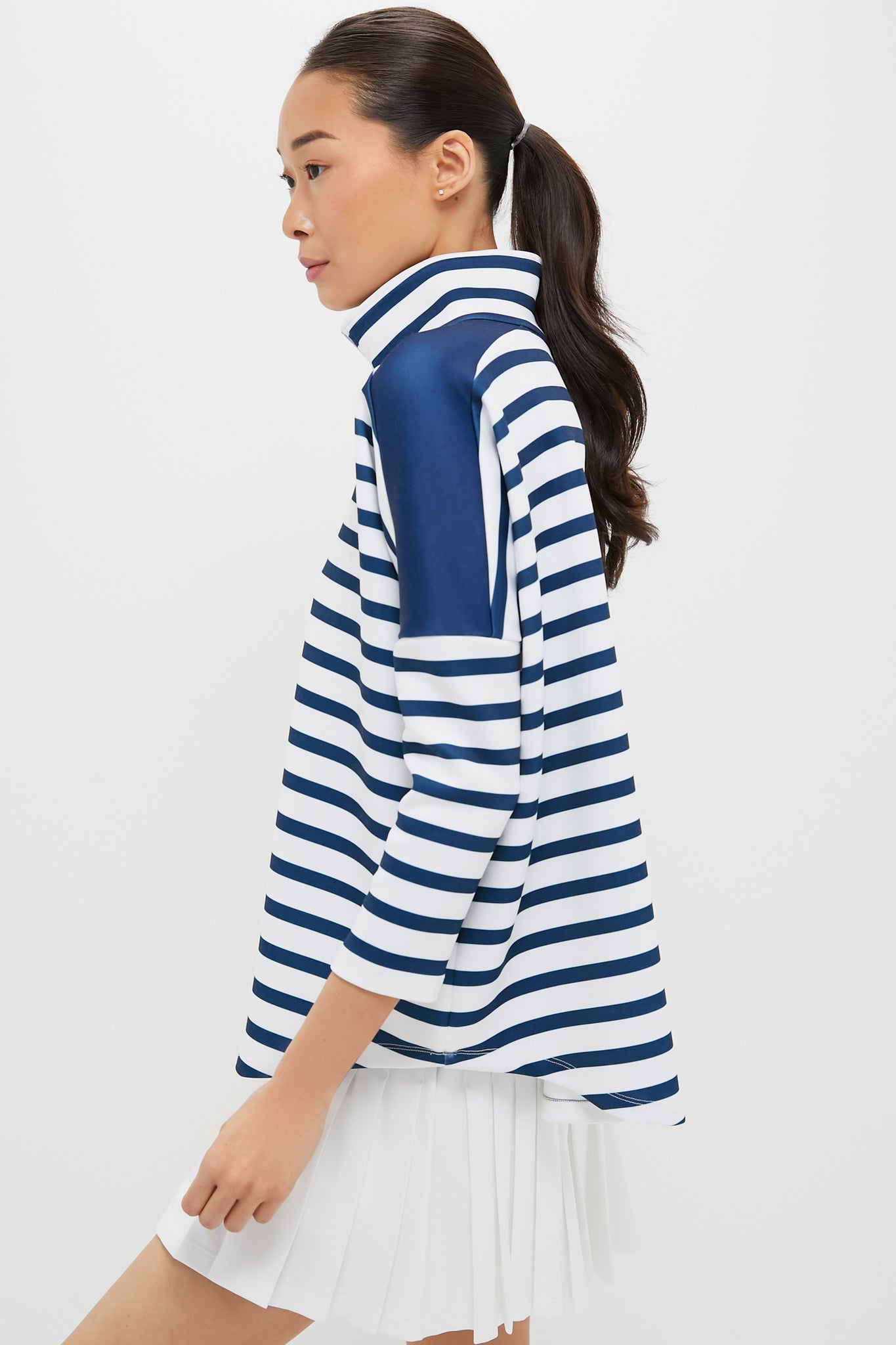 Blue and White Stripe Hudson Quarter Zip-Get Girly