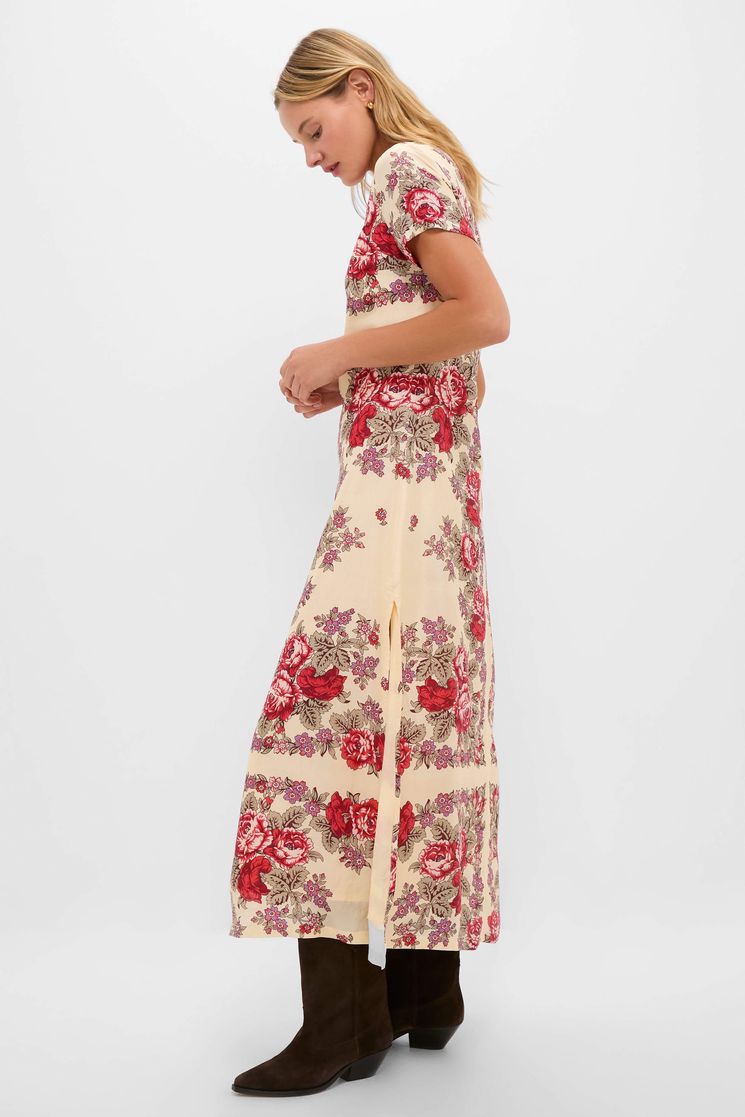 White Rosebush Preeti Silk Dress-Get Girly