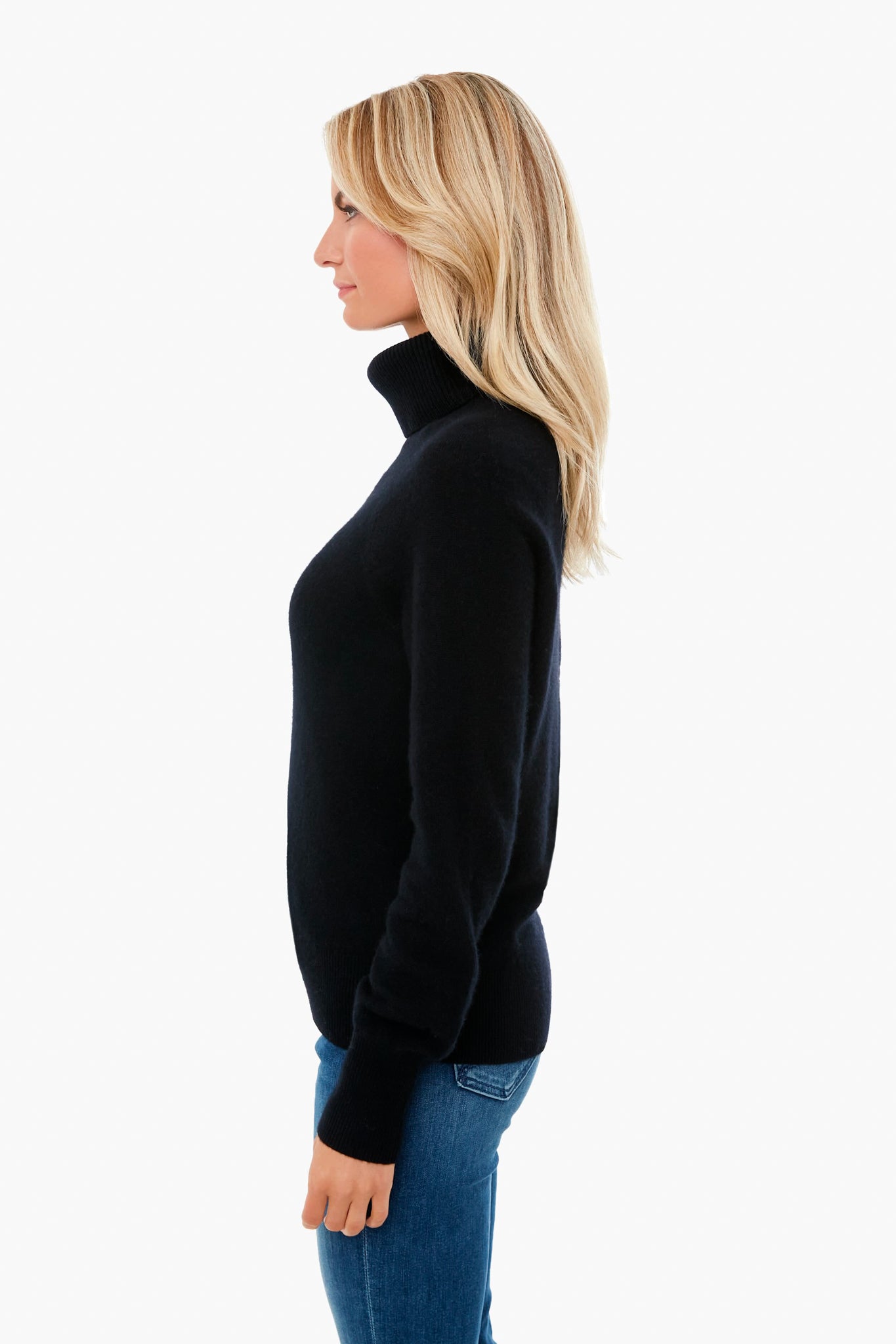 Black Ribbed Trim Turtleneck-Get Girly