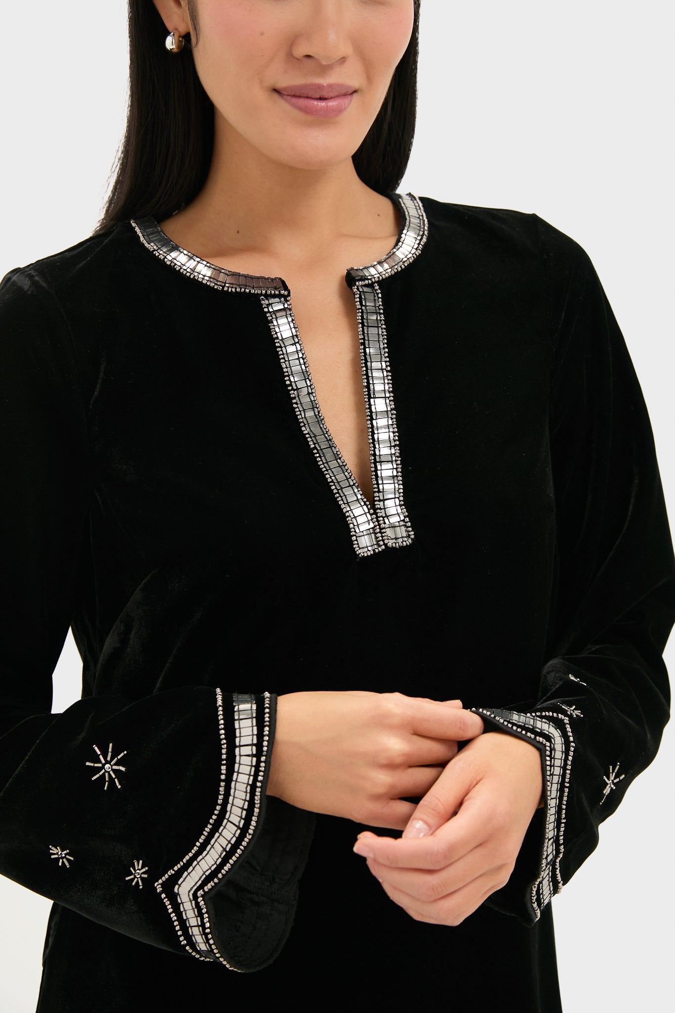 Black Embellished Velvet Cabot Dress-Get Girly