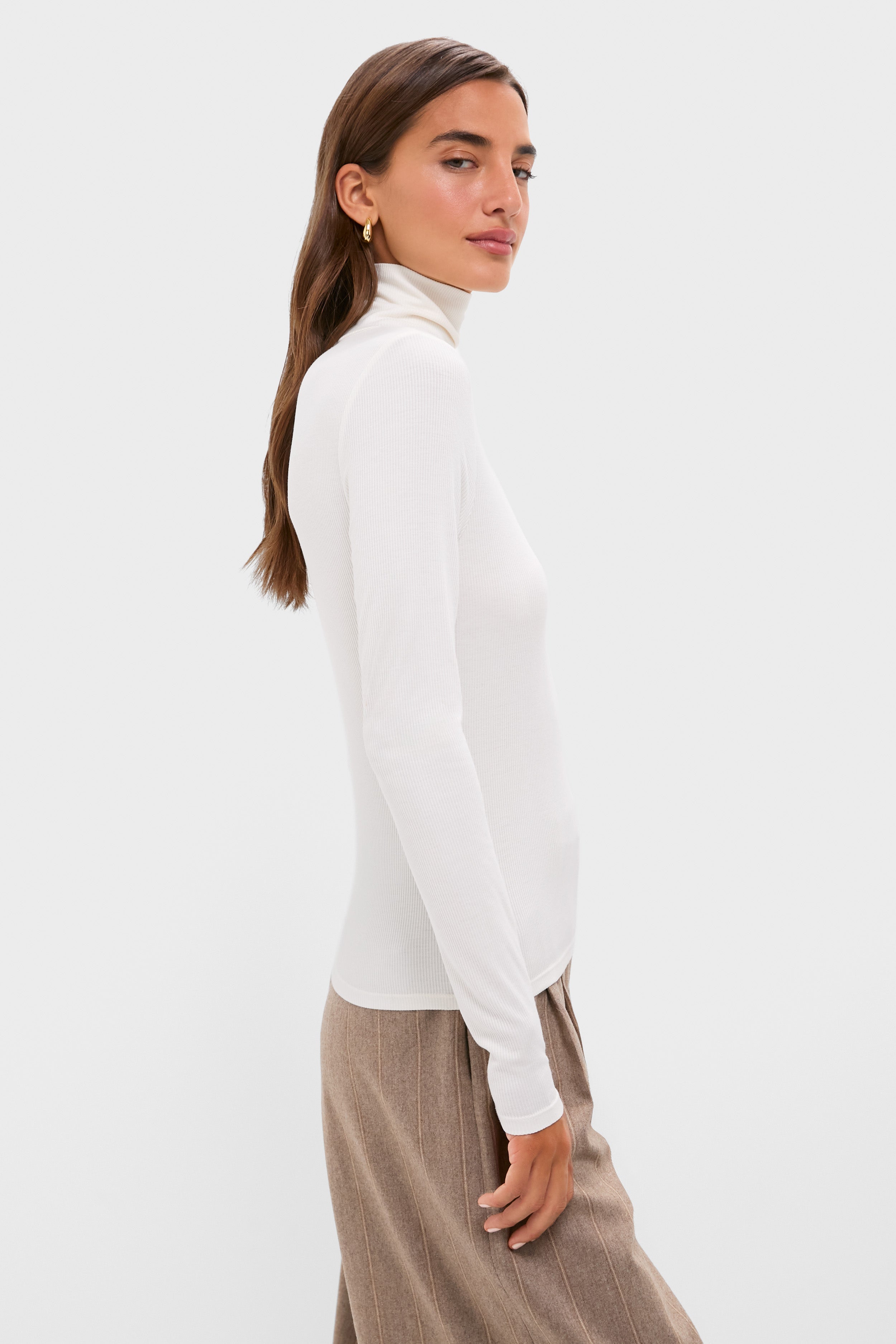 Ivory Lightweight Ribbed Topanga Turtleneck-Get Girly