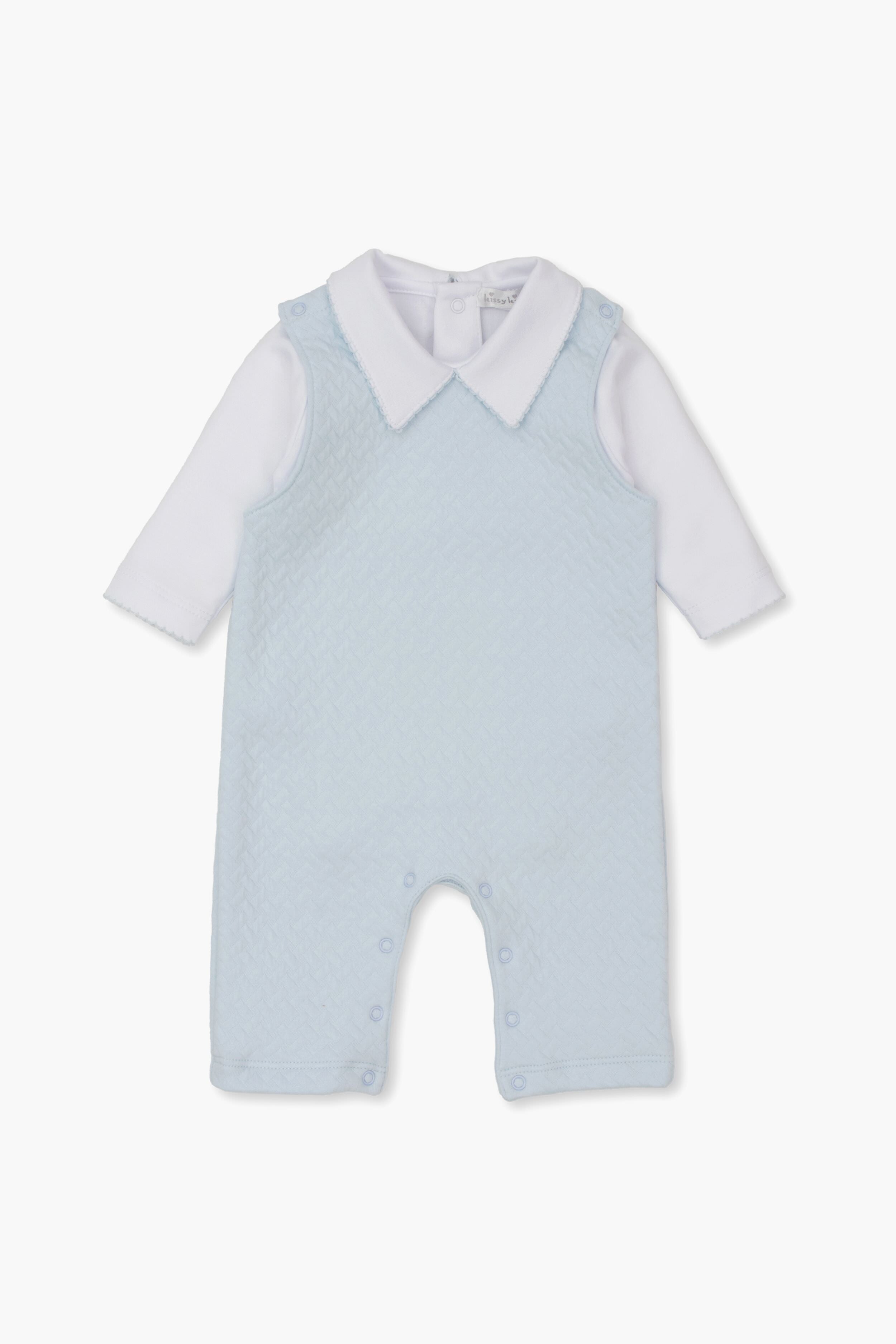 Blue and White Jacquard Overall Set-Get Girly