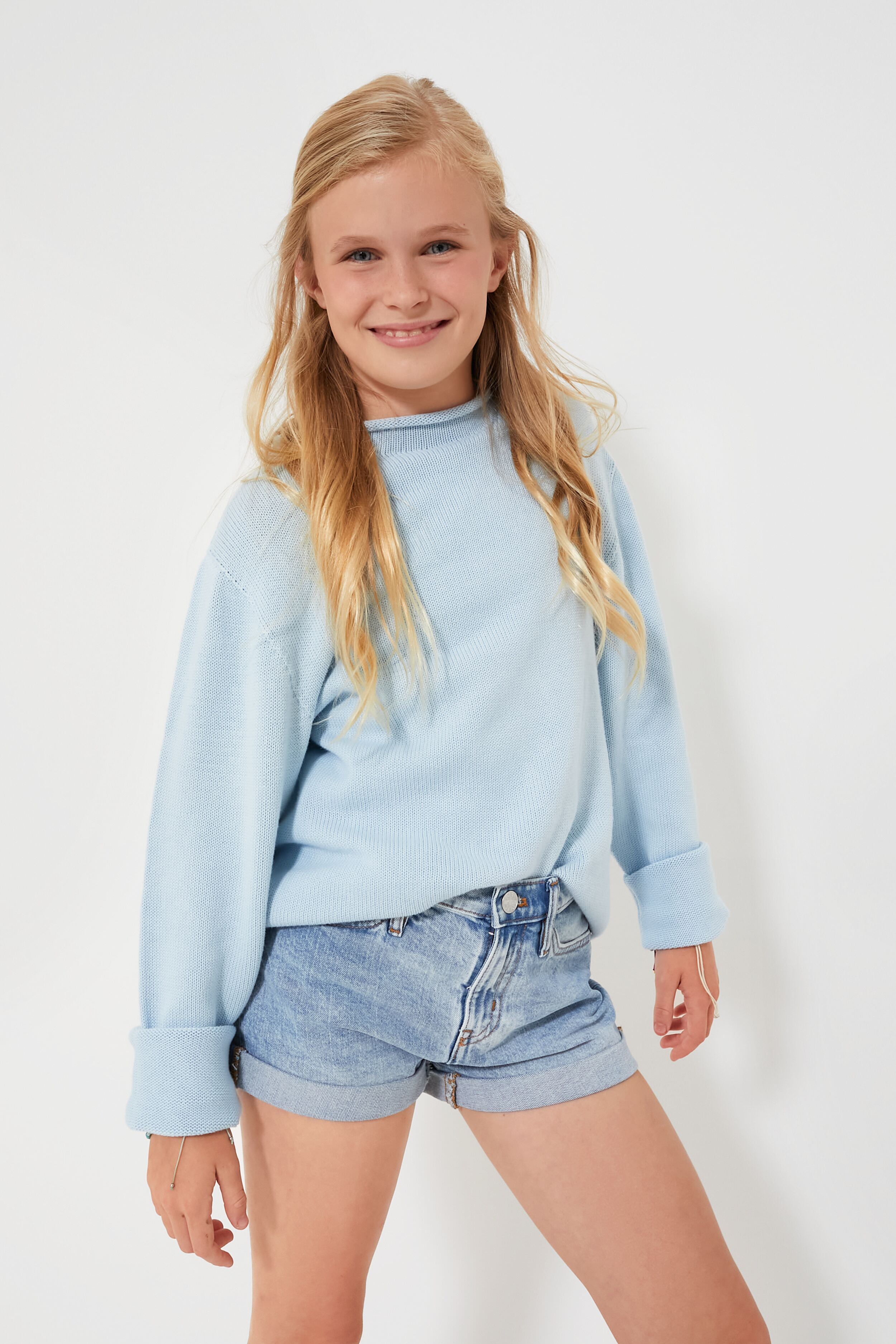Light Blue Roll Neck Sweater-Get Girly