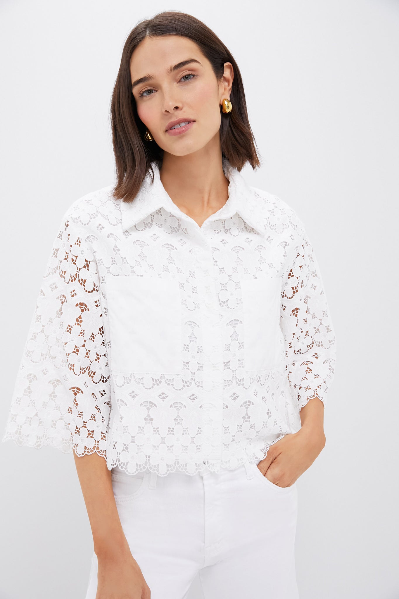 White Lace Francesca Blouse-Get Girly