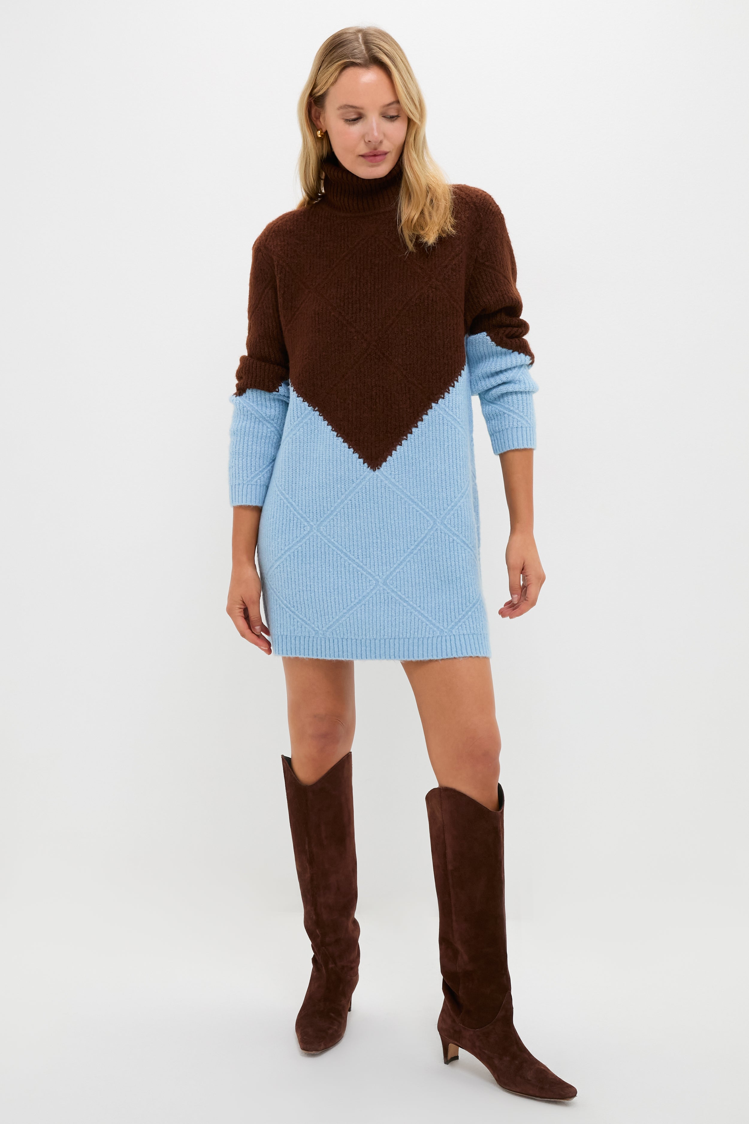 Ice & Chocolate Diamond Demi Sweater Dress-Get Girly
