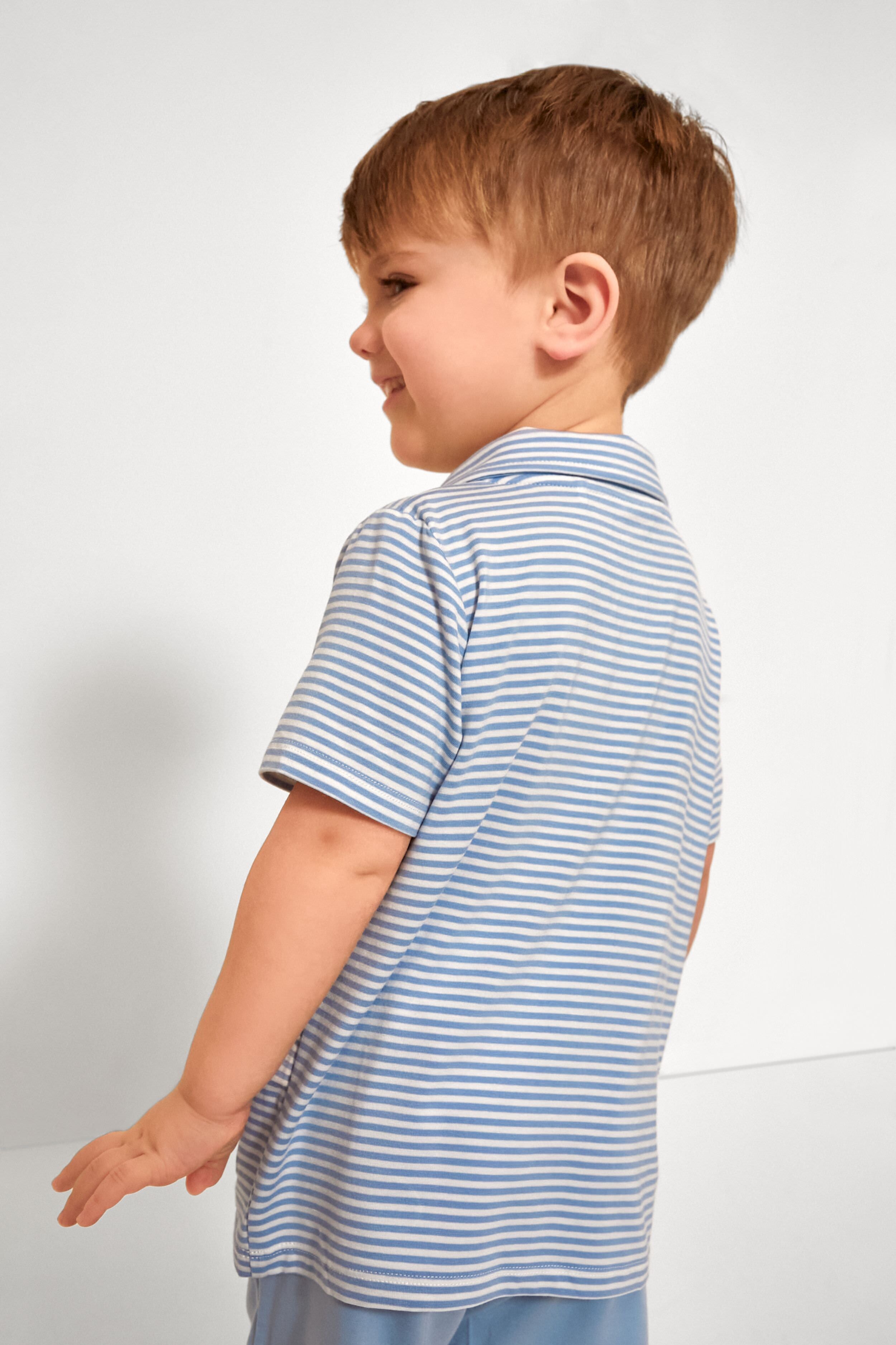 Blue Stripe Golf Polo Shirt and Short Set-Get Girly