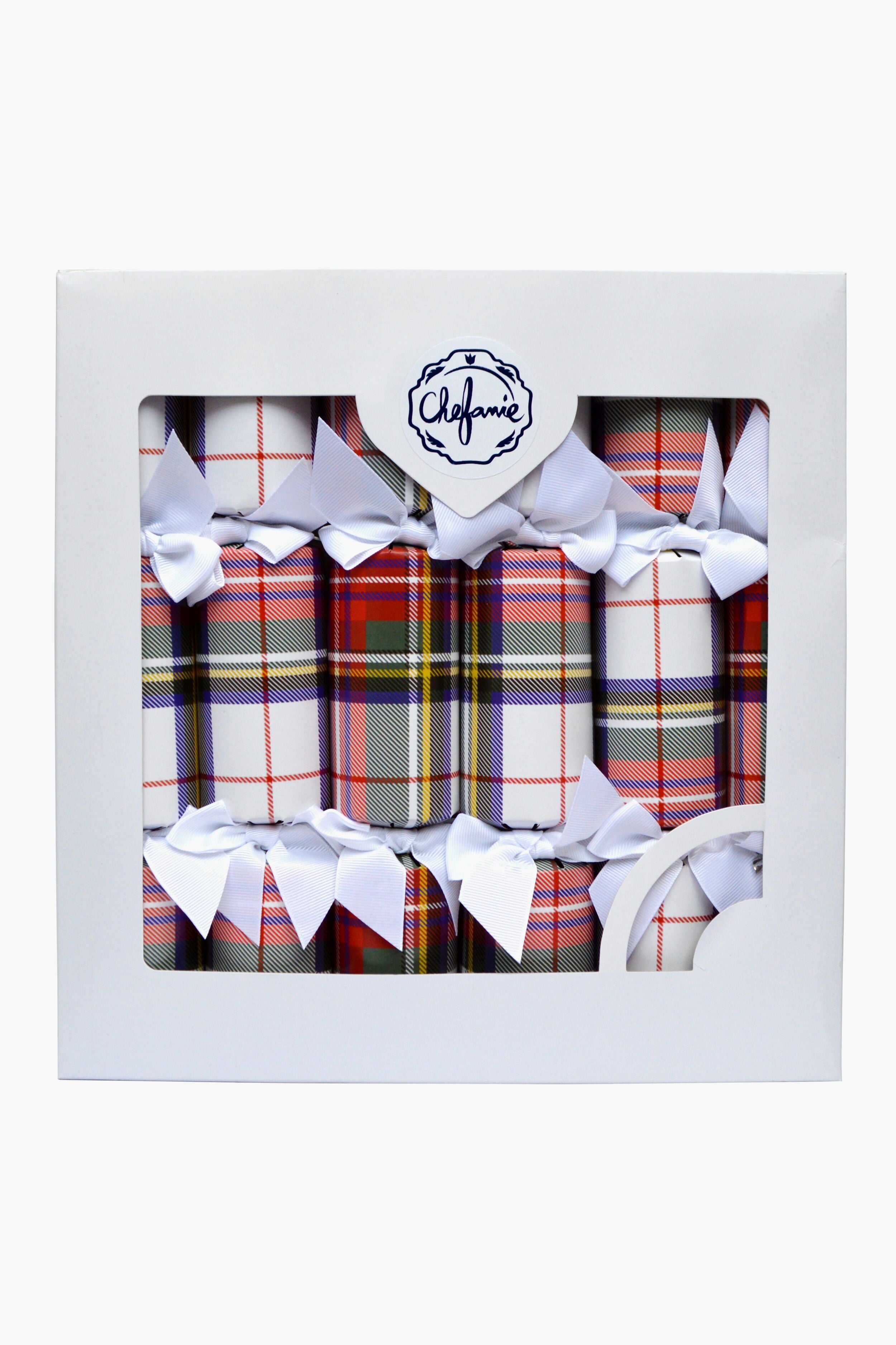 White Plaid Poppers Set of 6-Get Girly