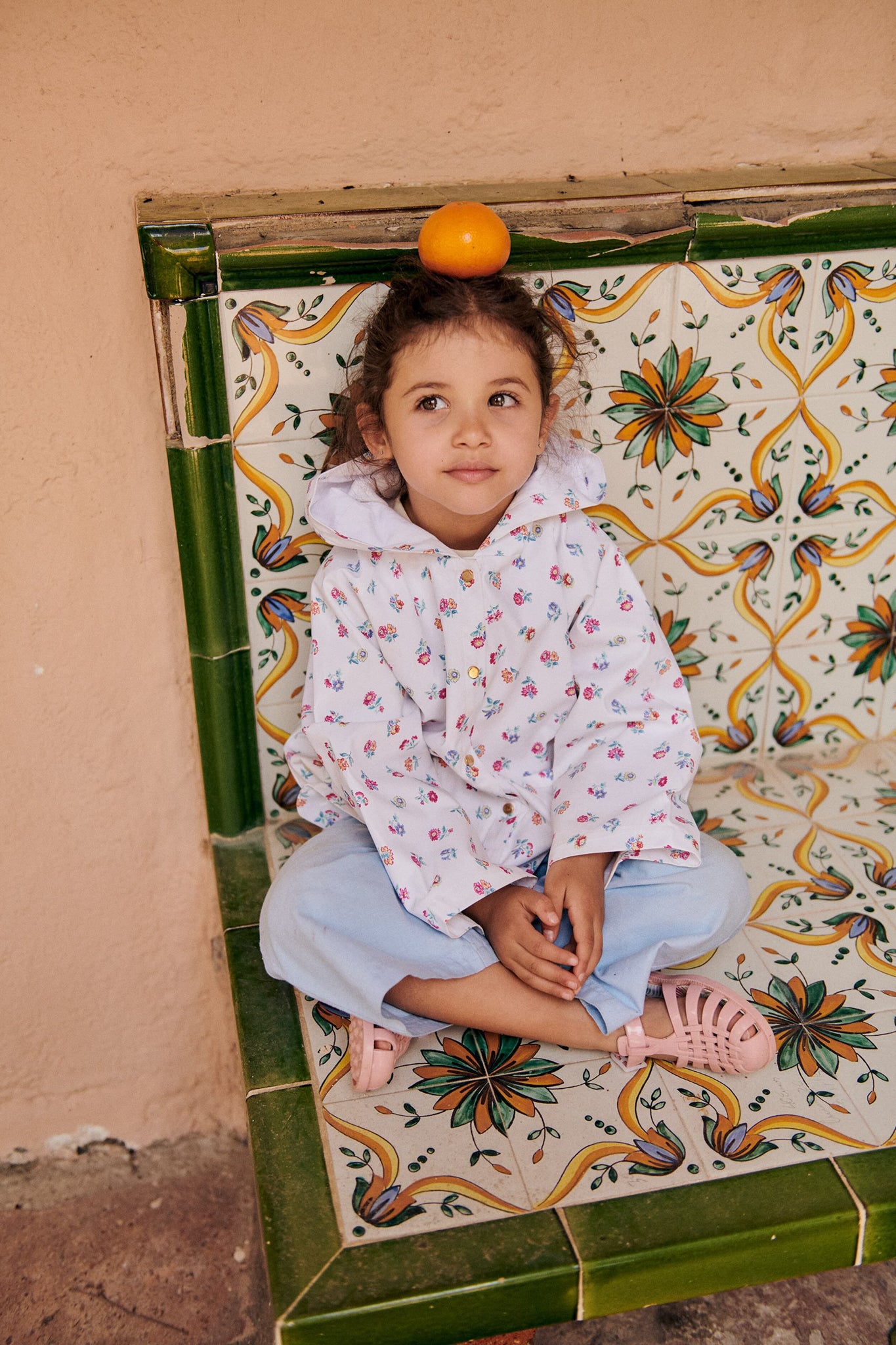 White Felicita Flowers Felvet Raincoat-Get Girly