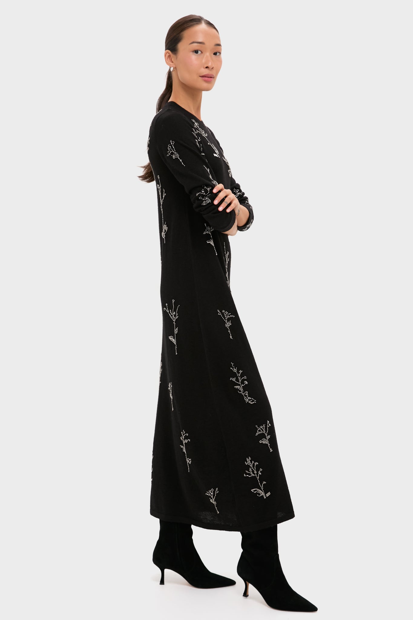 Black Bozka Long Sleeve Maxi Dress-Get Girly