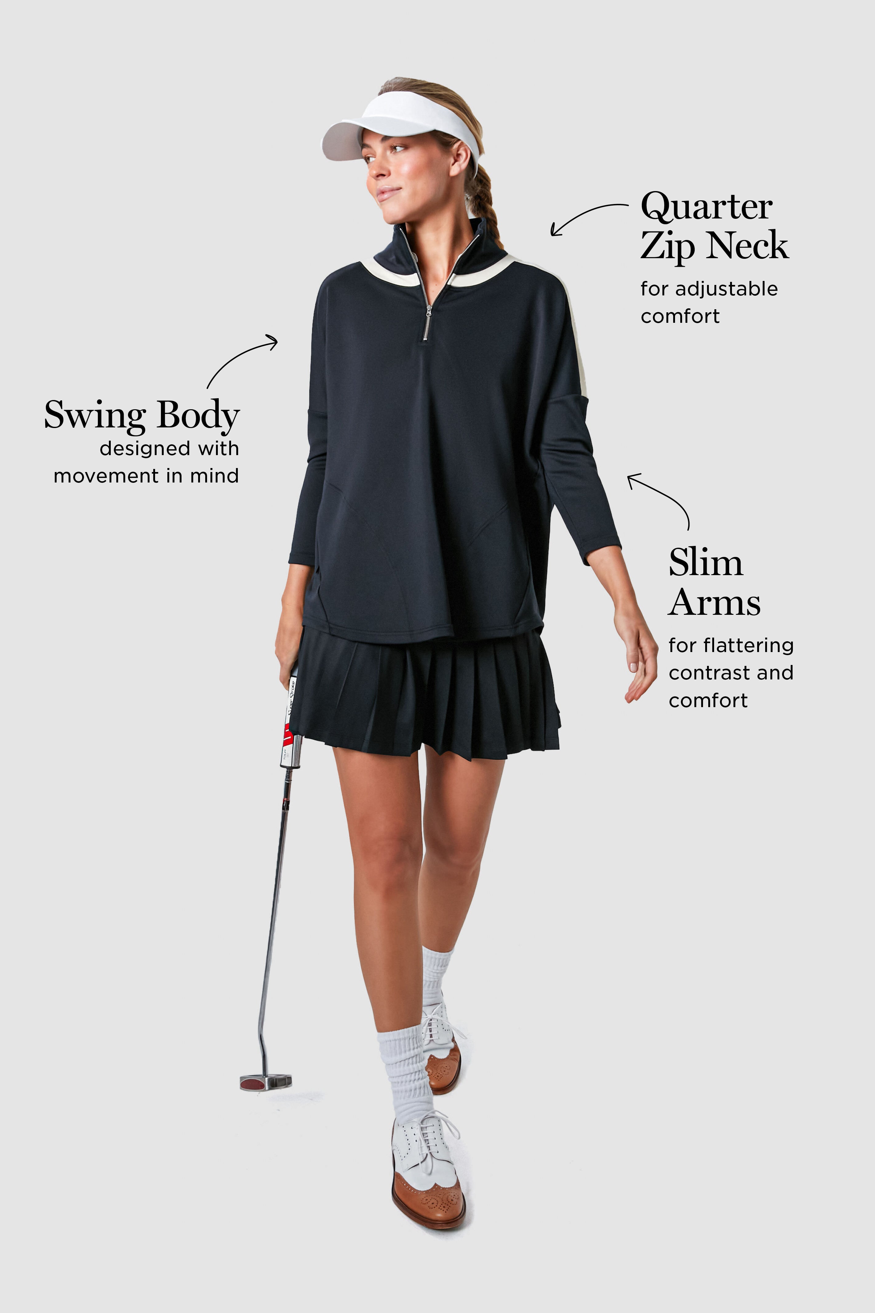 Black and Ivory Amelie Quarter Zip-Get Girly