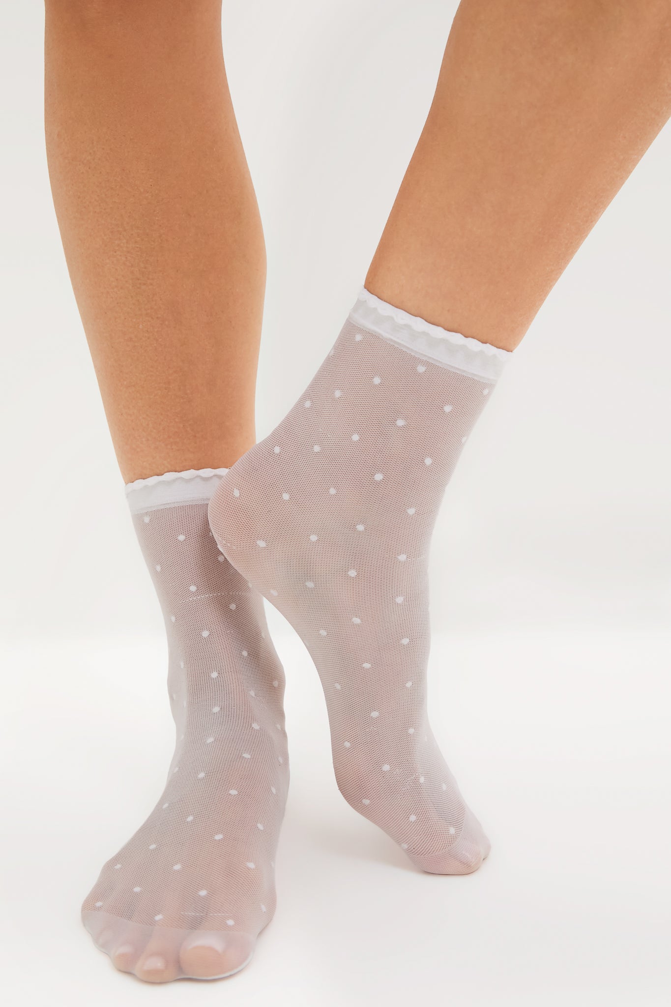 White Sheer Polka Dot Socks-Get Girly