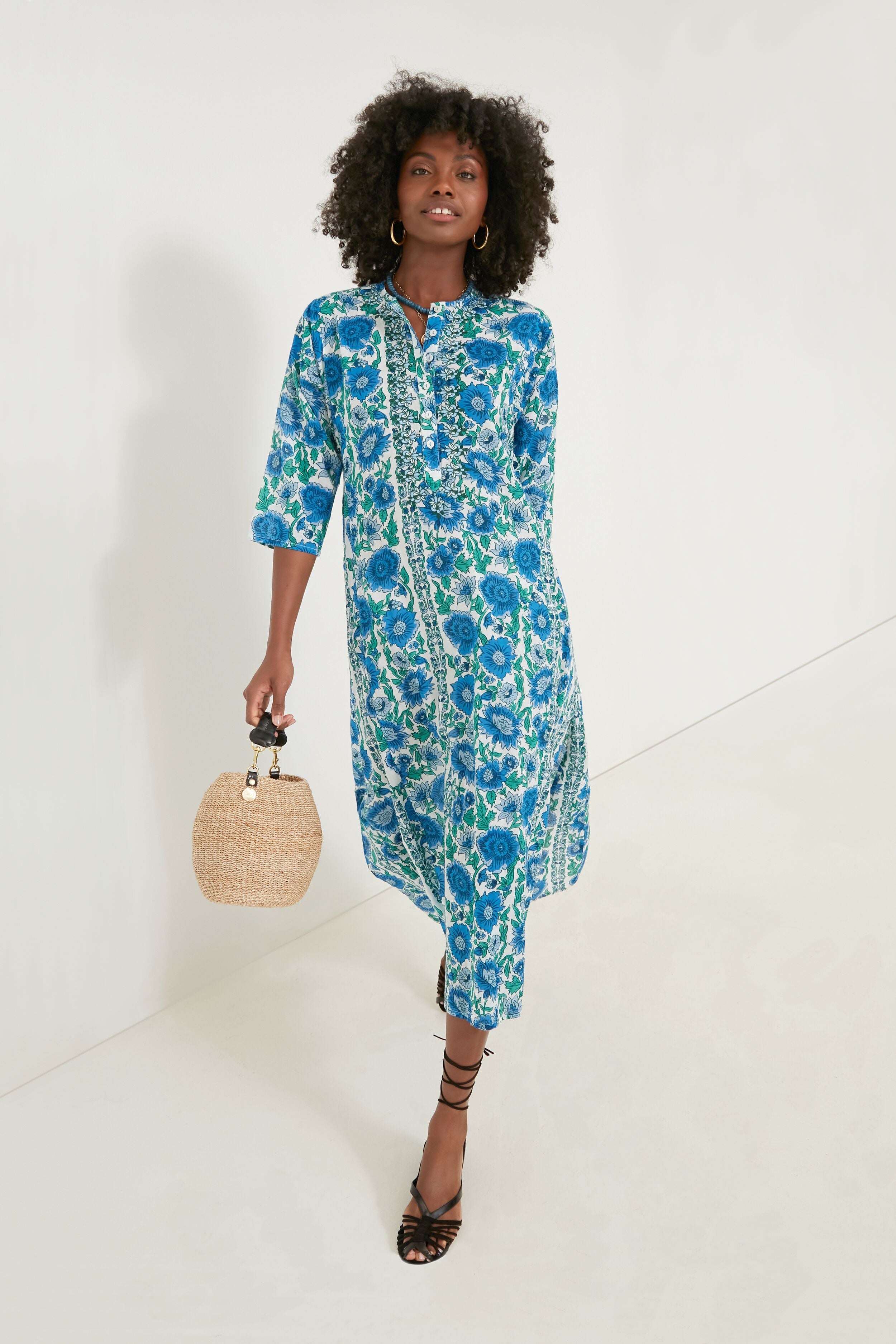 Blue Dijon Classic Long Kurta-Get Girly