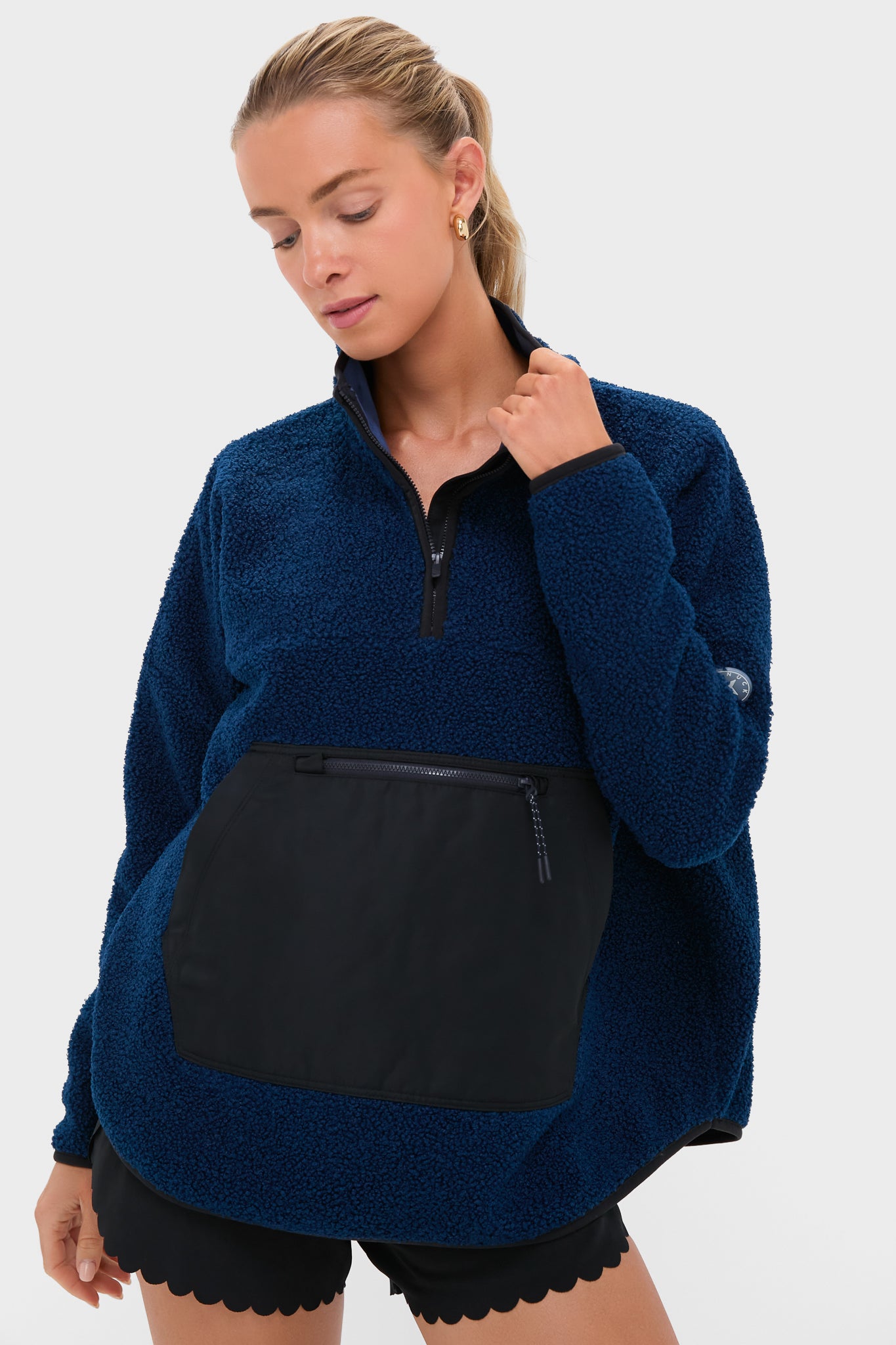 Navy Fleece Cady Quarter Zip-Get Girly