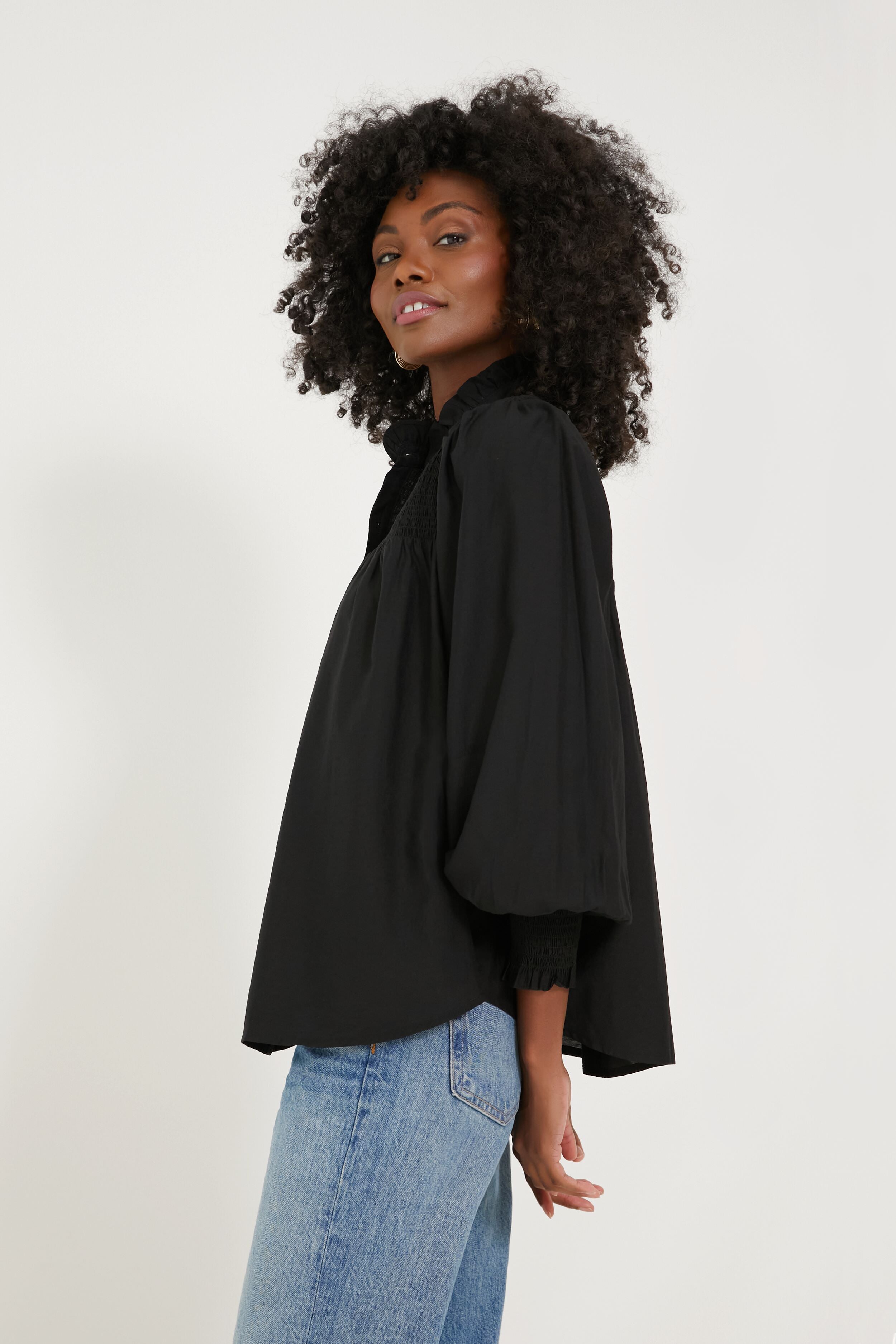 Black Jaia Smocked Blouse-Get Girly