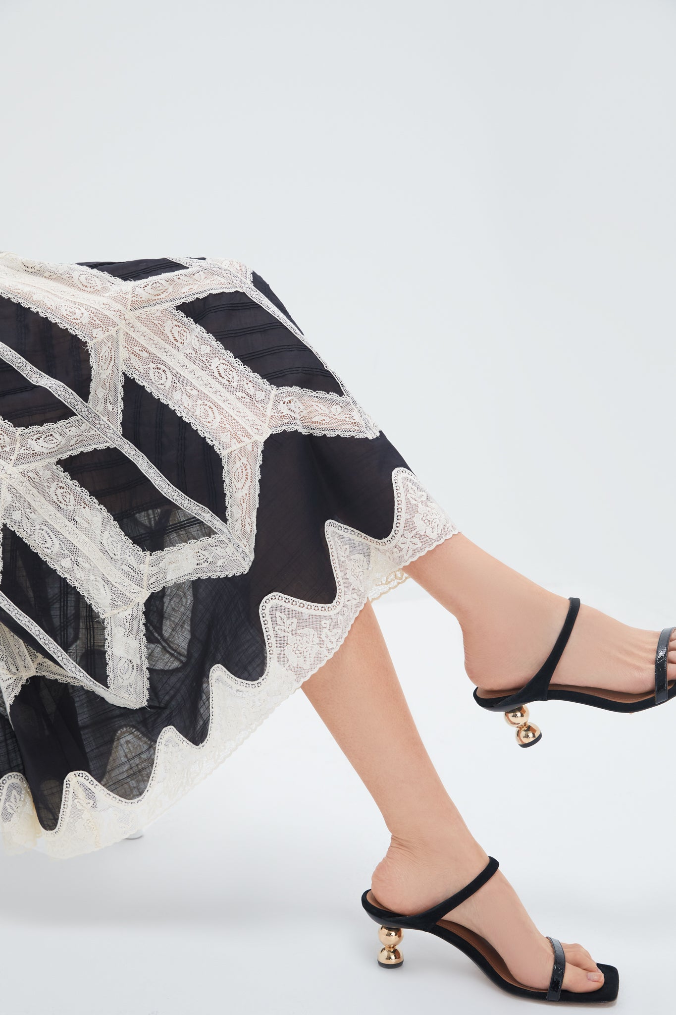 Black and Cream Rhiannon Lace Slip Dress-Get Girly