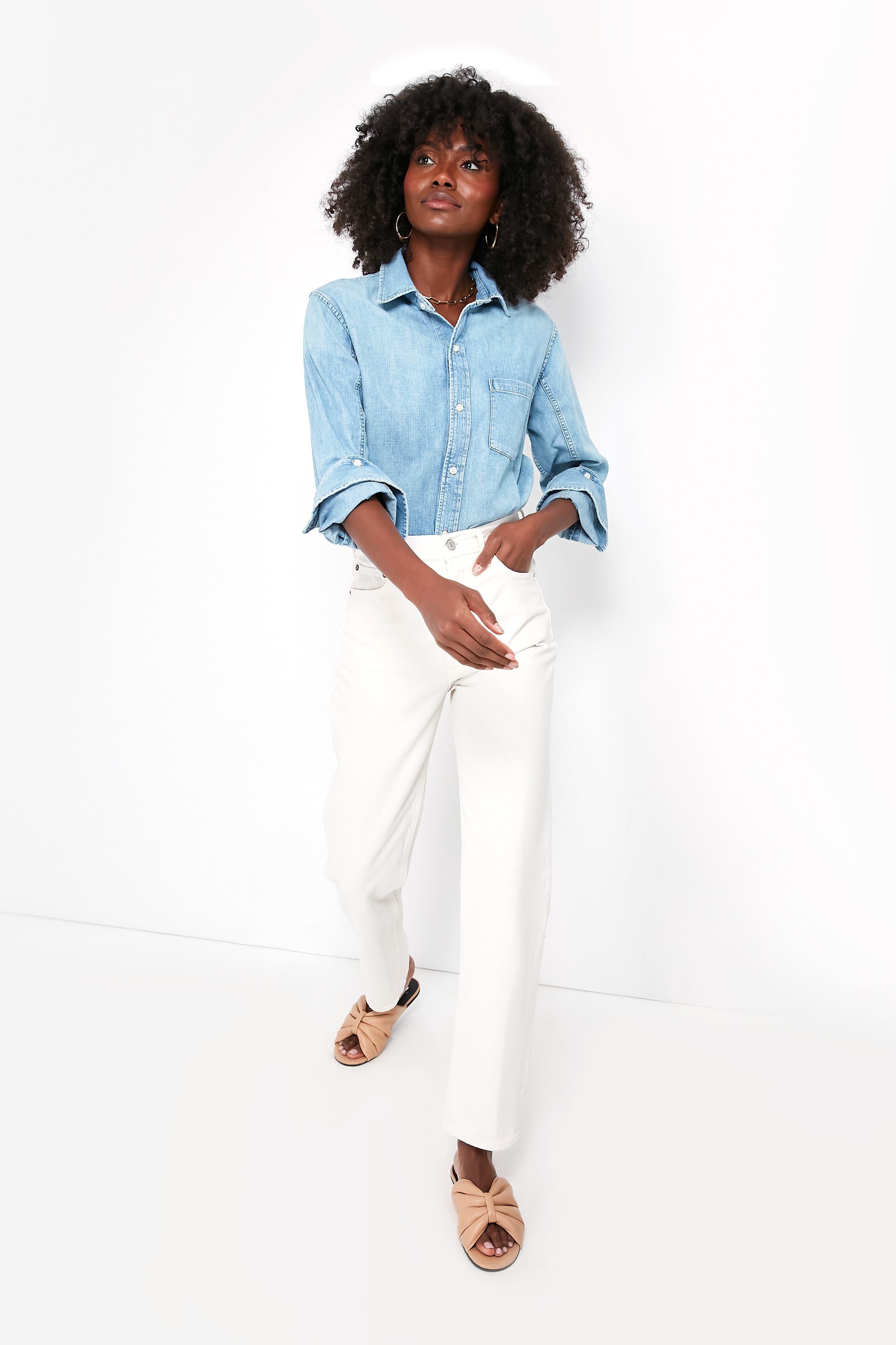 Tide Kayla Shrunken Denim Shirt-Get Girly