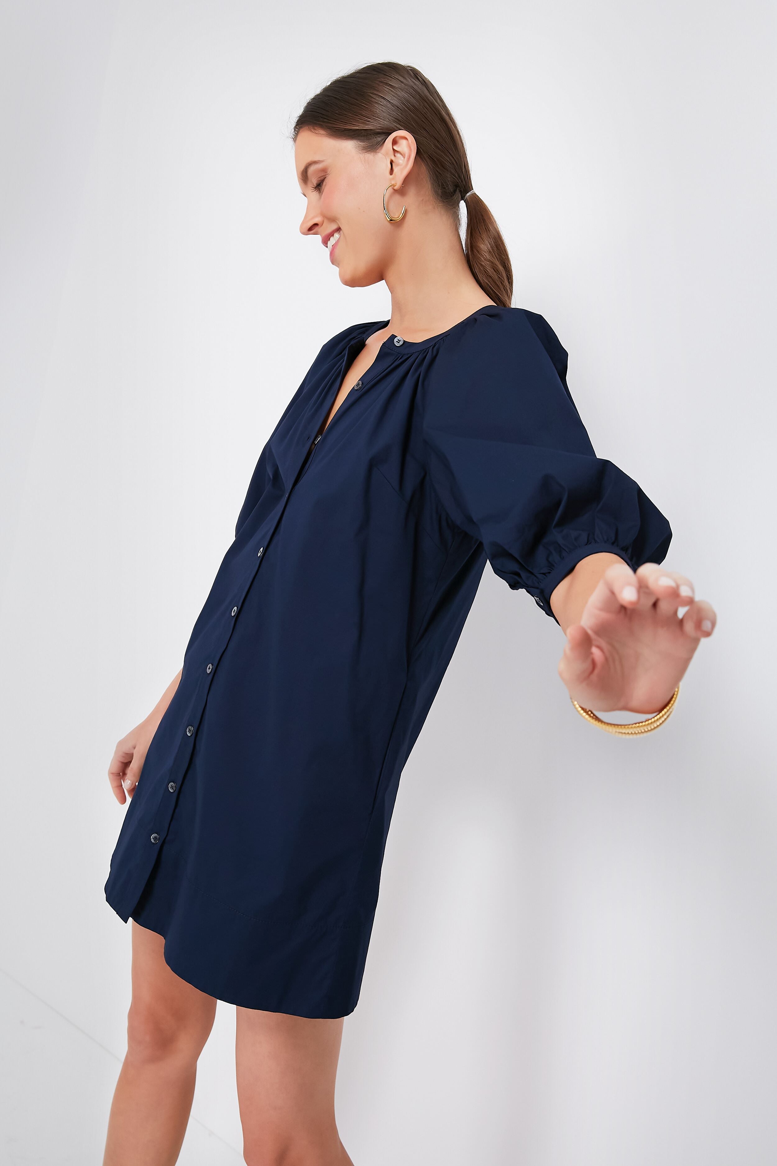 Navy Mini Vincent Dress-Get Girly