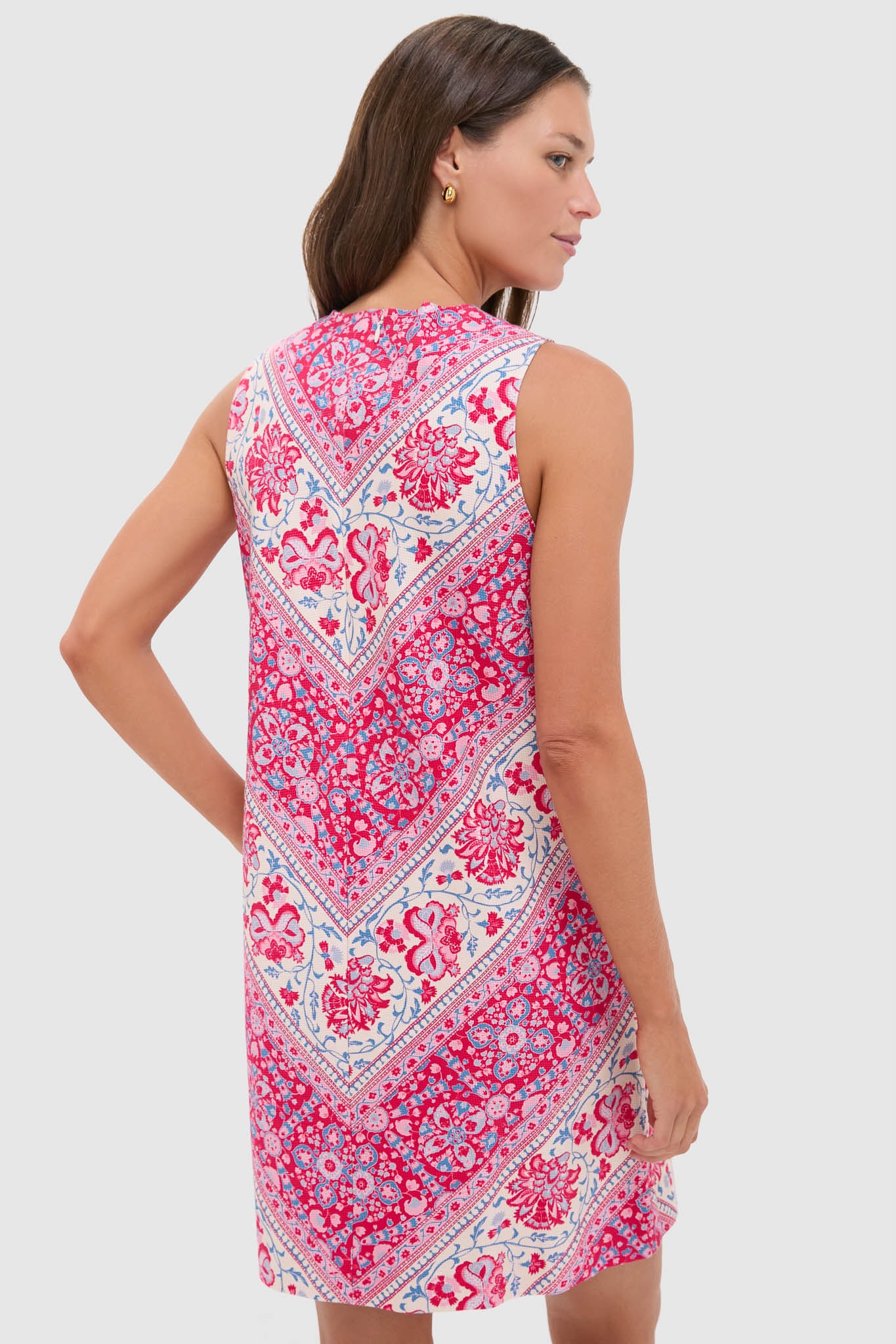 Cerise Chevron Cotton Marlowe Dress-Get Girly