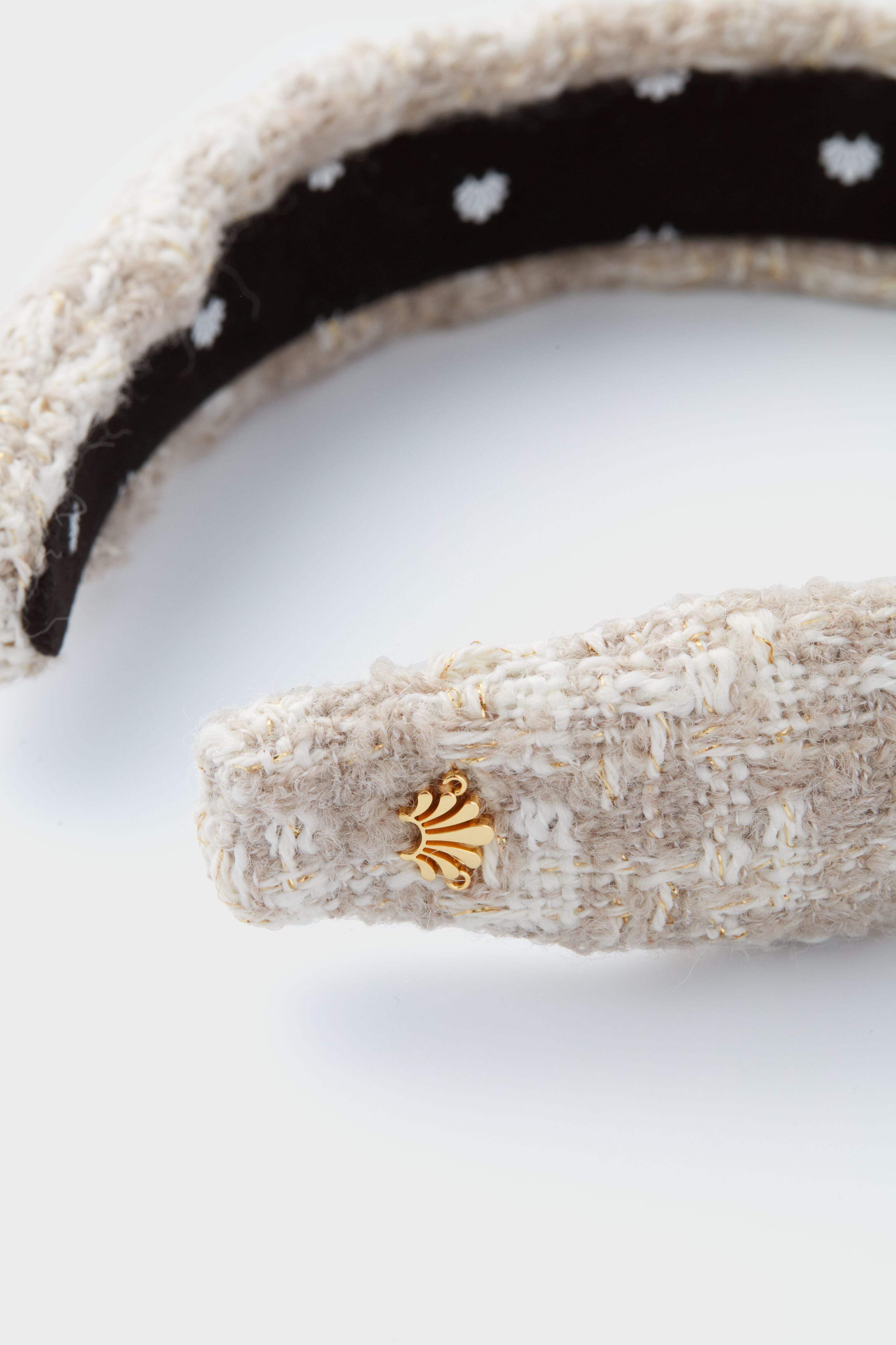 Bisque Tweed Slim Knotted Headband-Get Girly