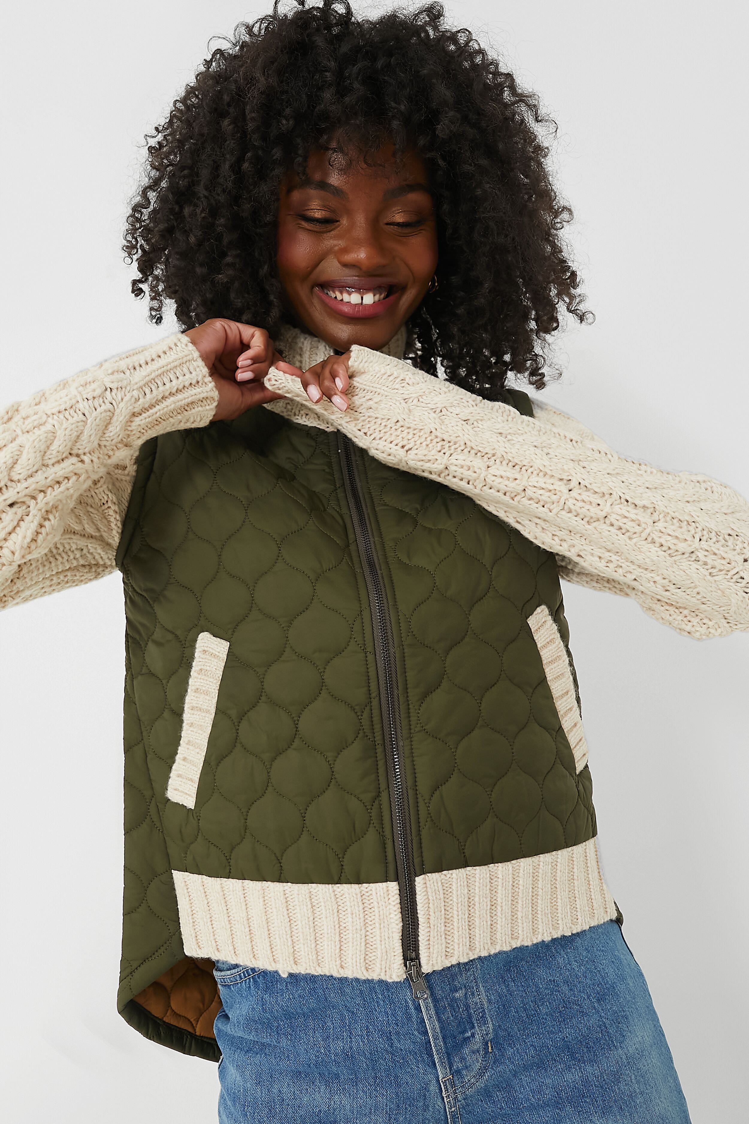 Army and Oatmeal Patra Mixed Media Jacket-Get Girly