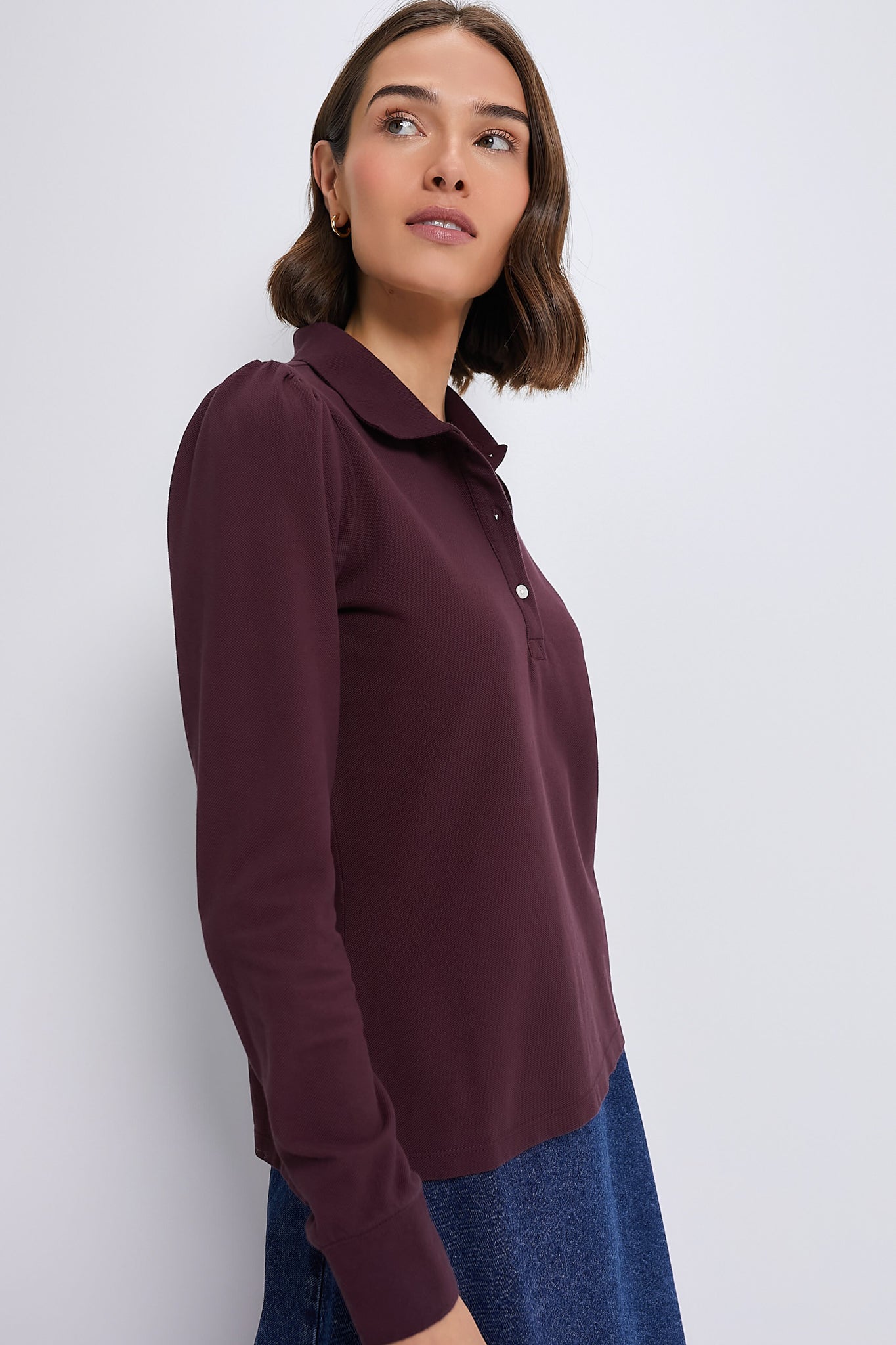 Winetasting Long Sleeve Pique Puff Sleeve Peggy Polo-Get Girly