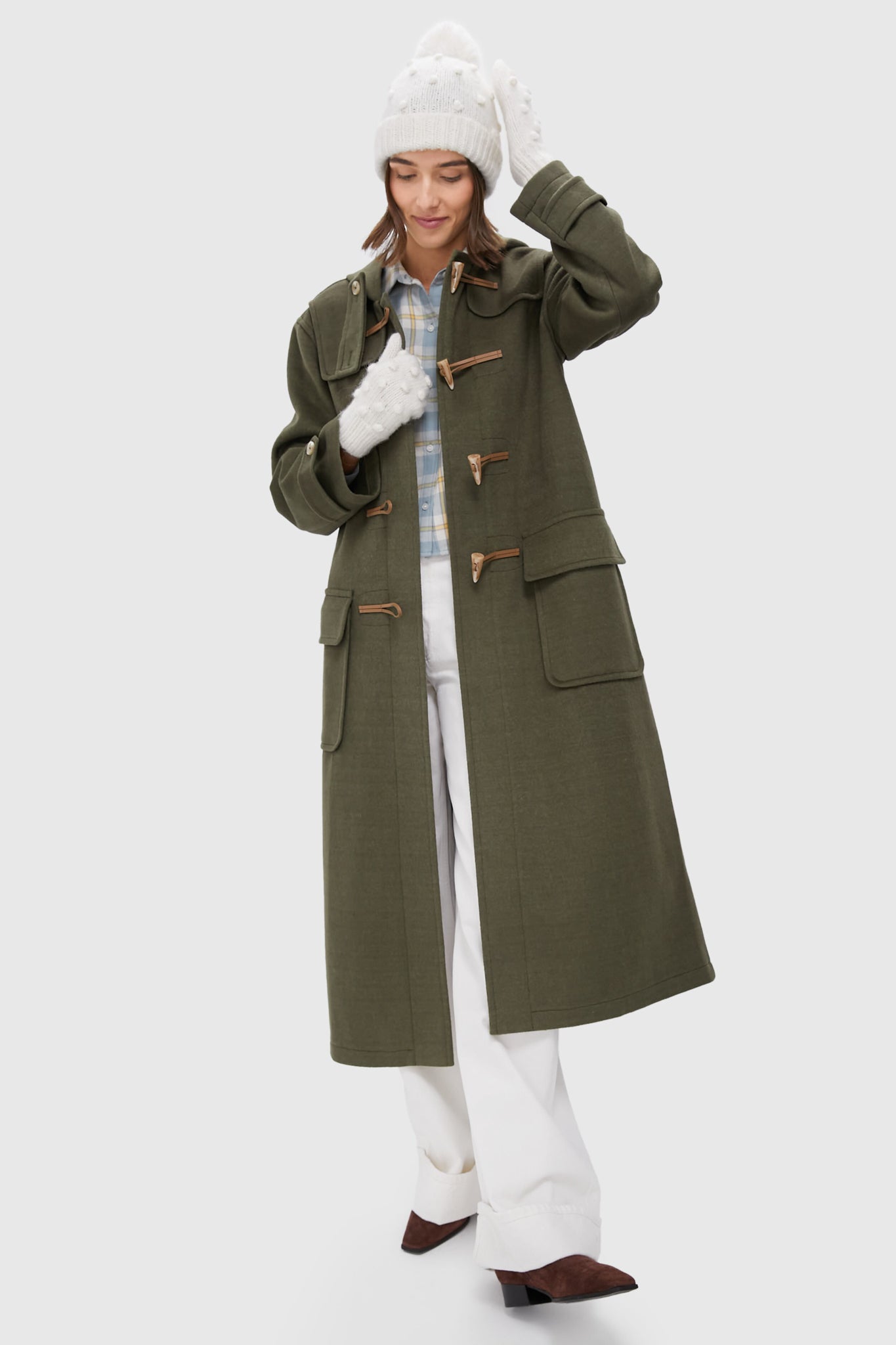 Cream Pom Pom Hat and Mittens Set-Get Girly