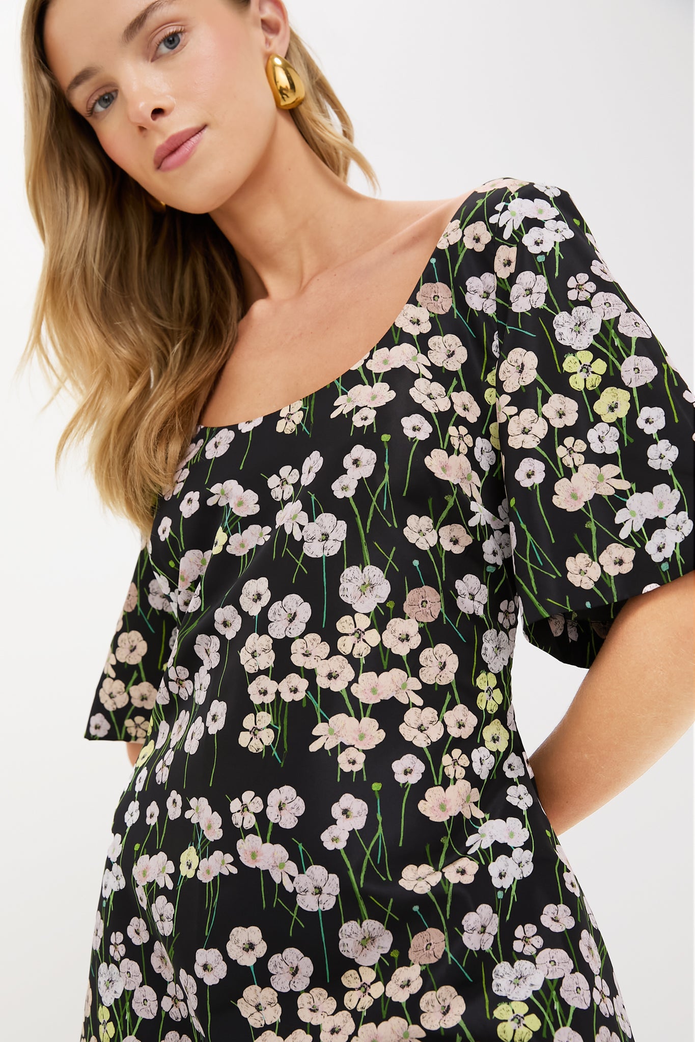 Black Buttercups Short Manou Dress-Get Girly