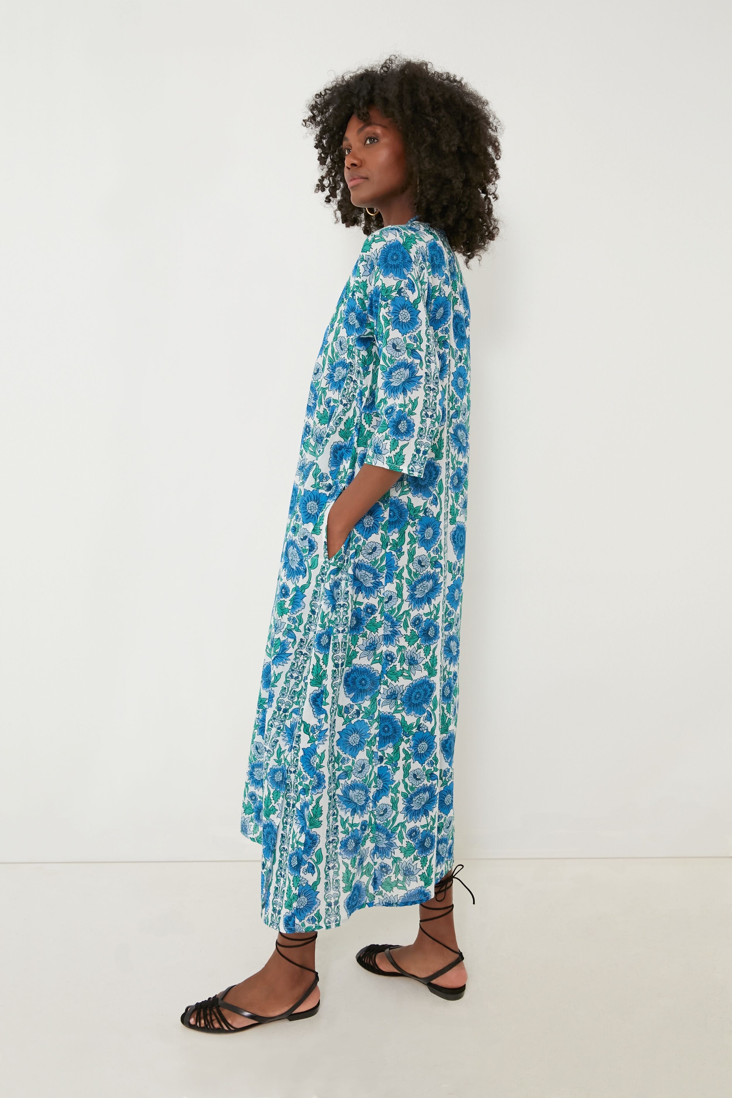 Blue Dijon Classic Long Kurta-Get Girly