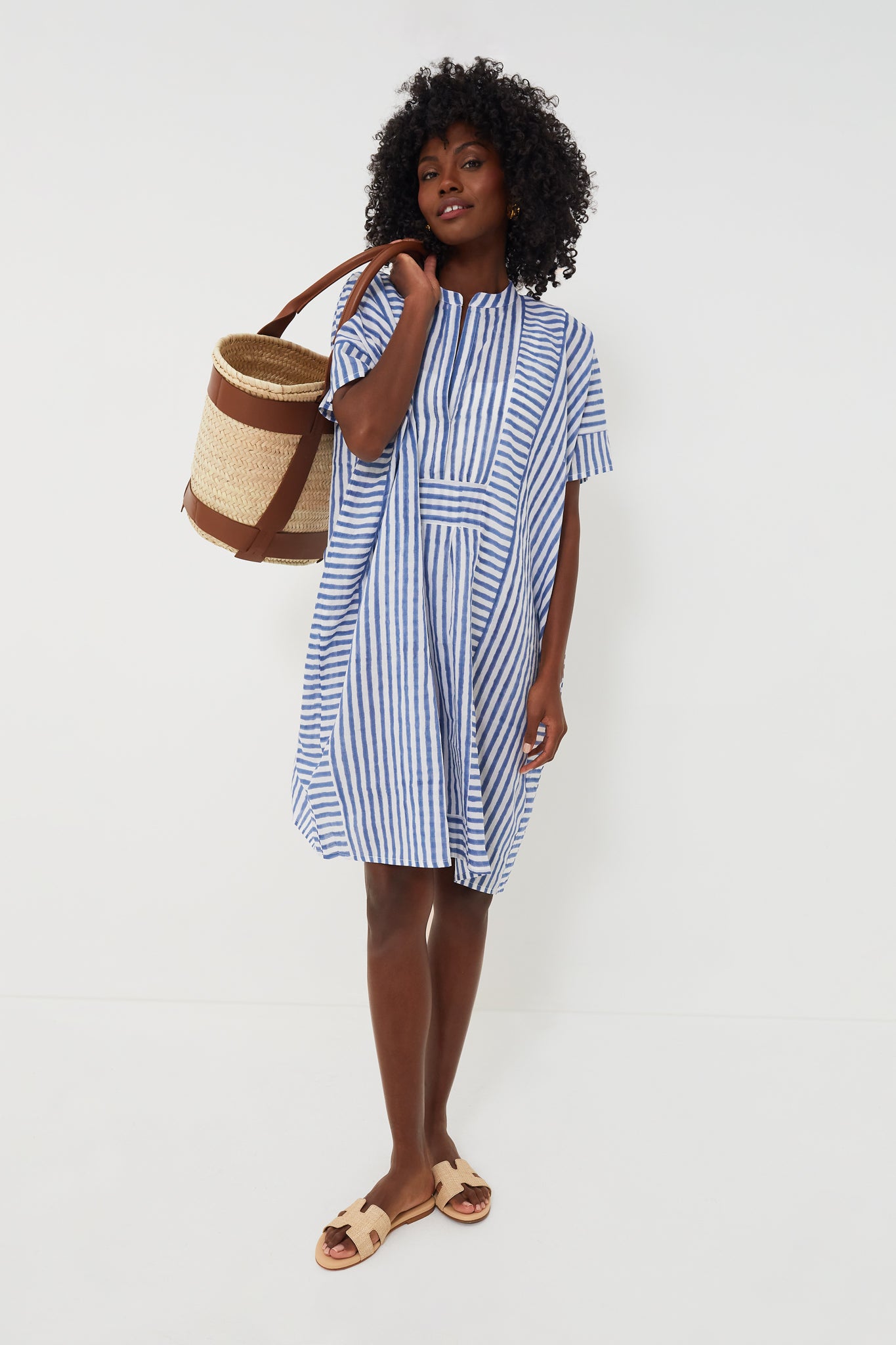 Blue Stripe Emerson Short Caftan-Get Girly