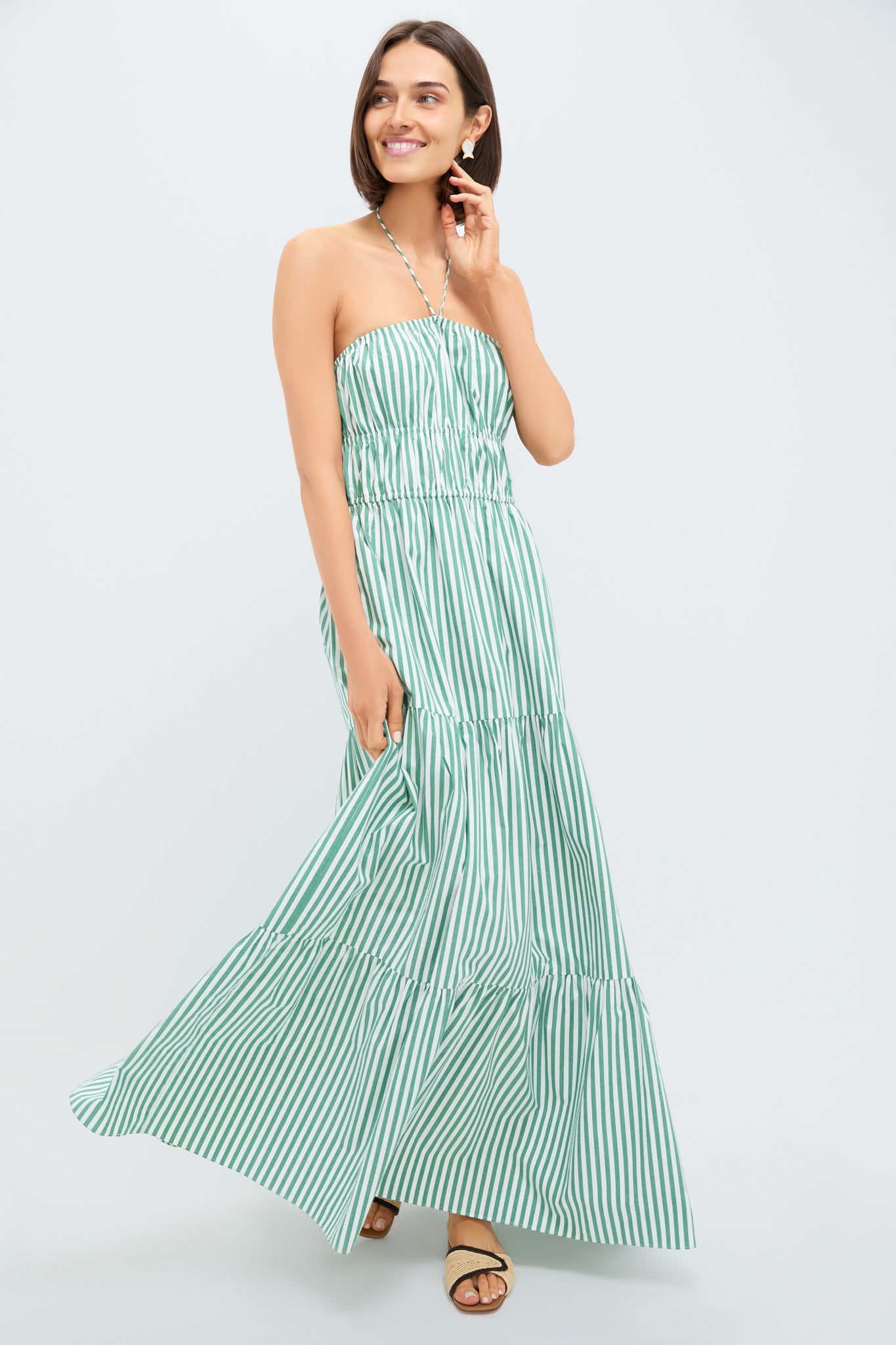 Tennis Green Striped Jodie Dress-Get Girly