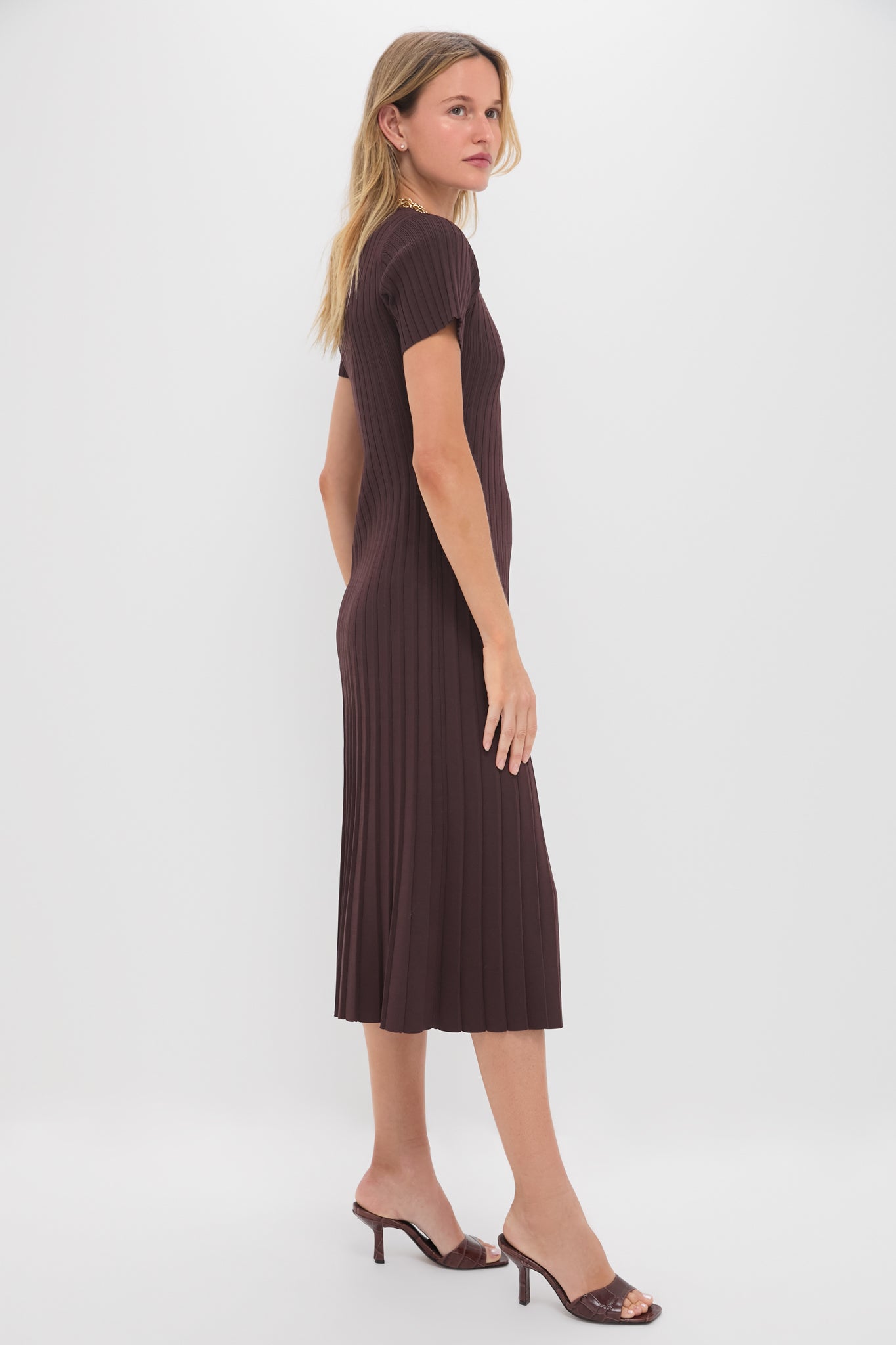 Chocolate Knit Murphy Swing Midi Dress-Get Girly