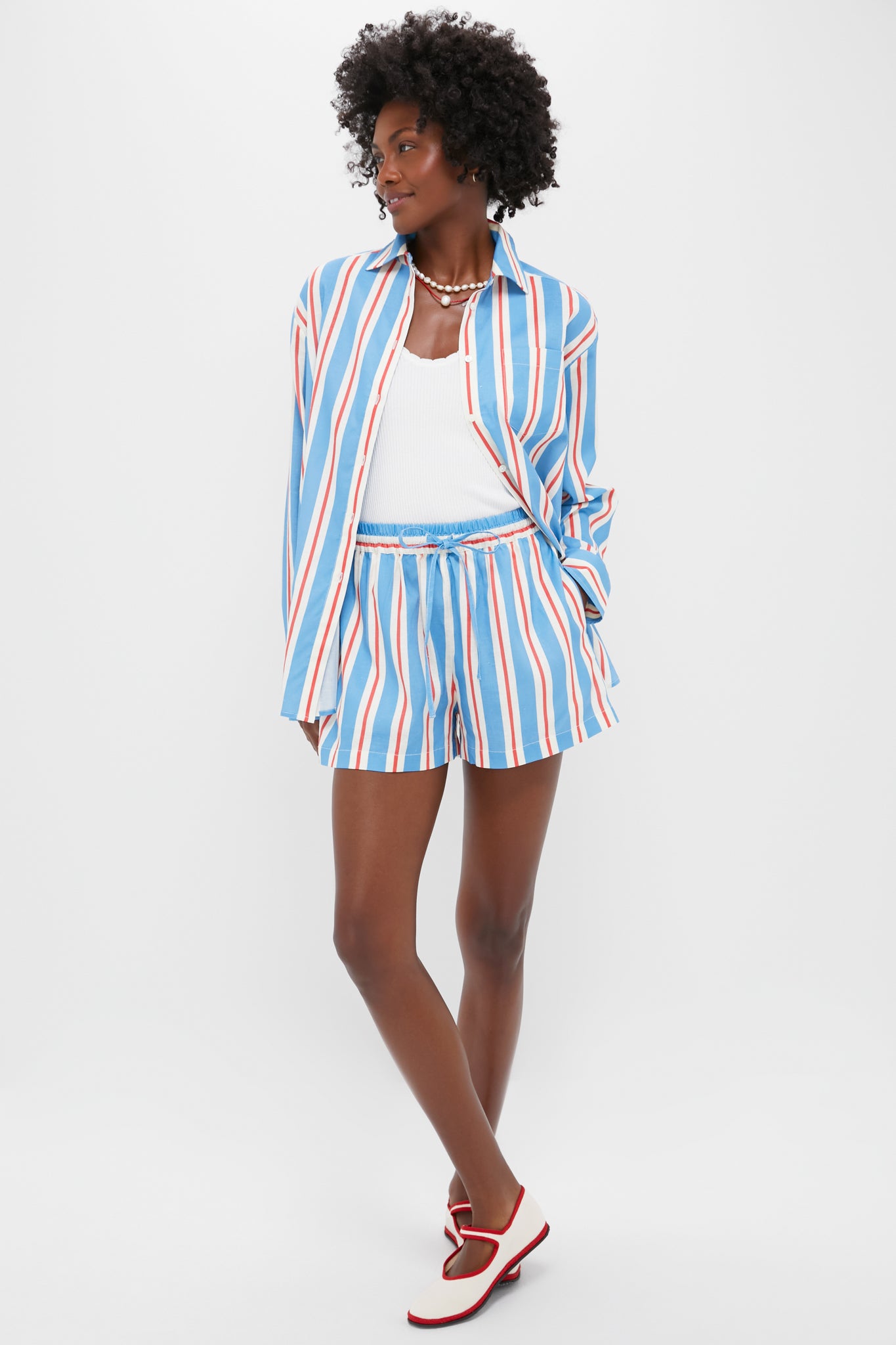 Americana Stripe Charlie Shorts-Get Girly