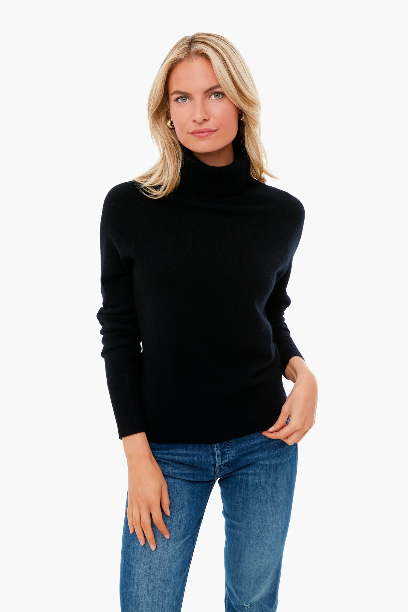 Black Ribbed Trim Turtleneck-Get Girly