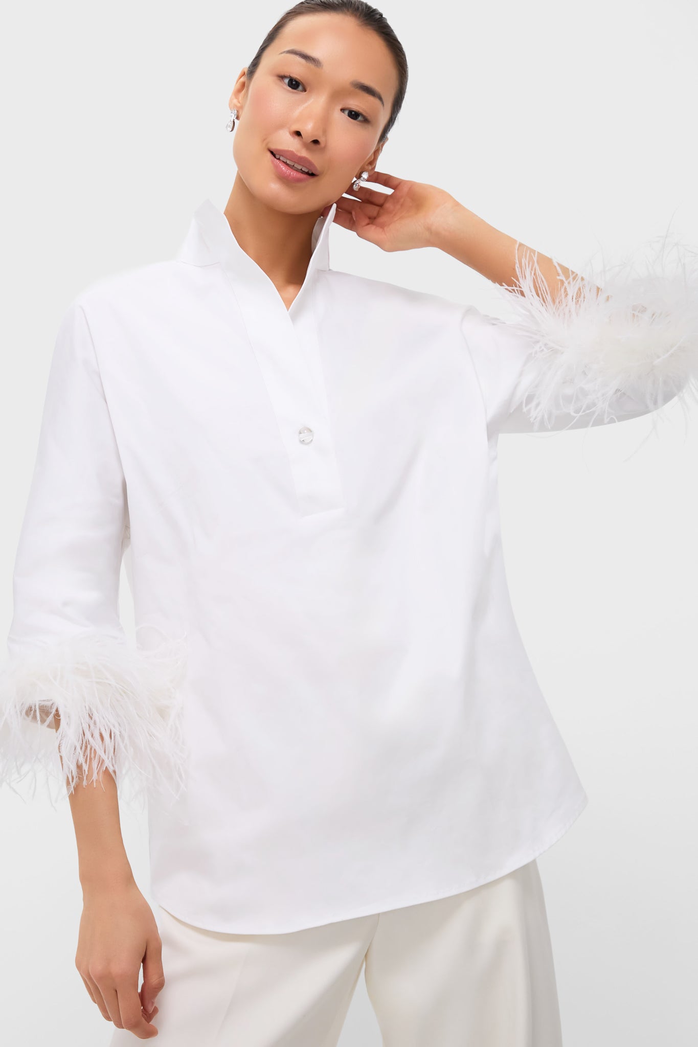 White Feather Willow Blouse-Get Girly
