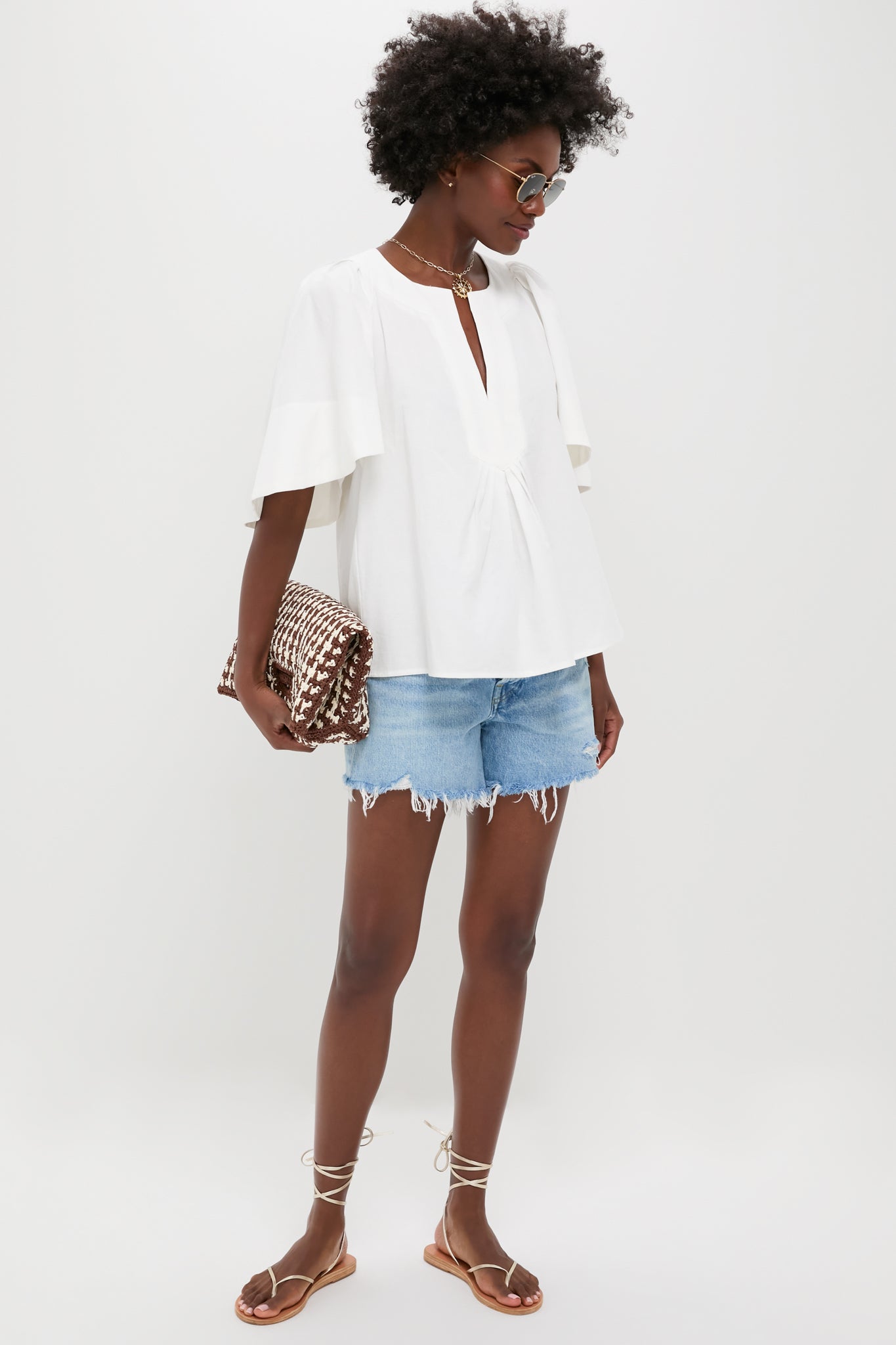 White Finley Flutter Sleeve Top-Get Girly
