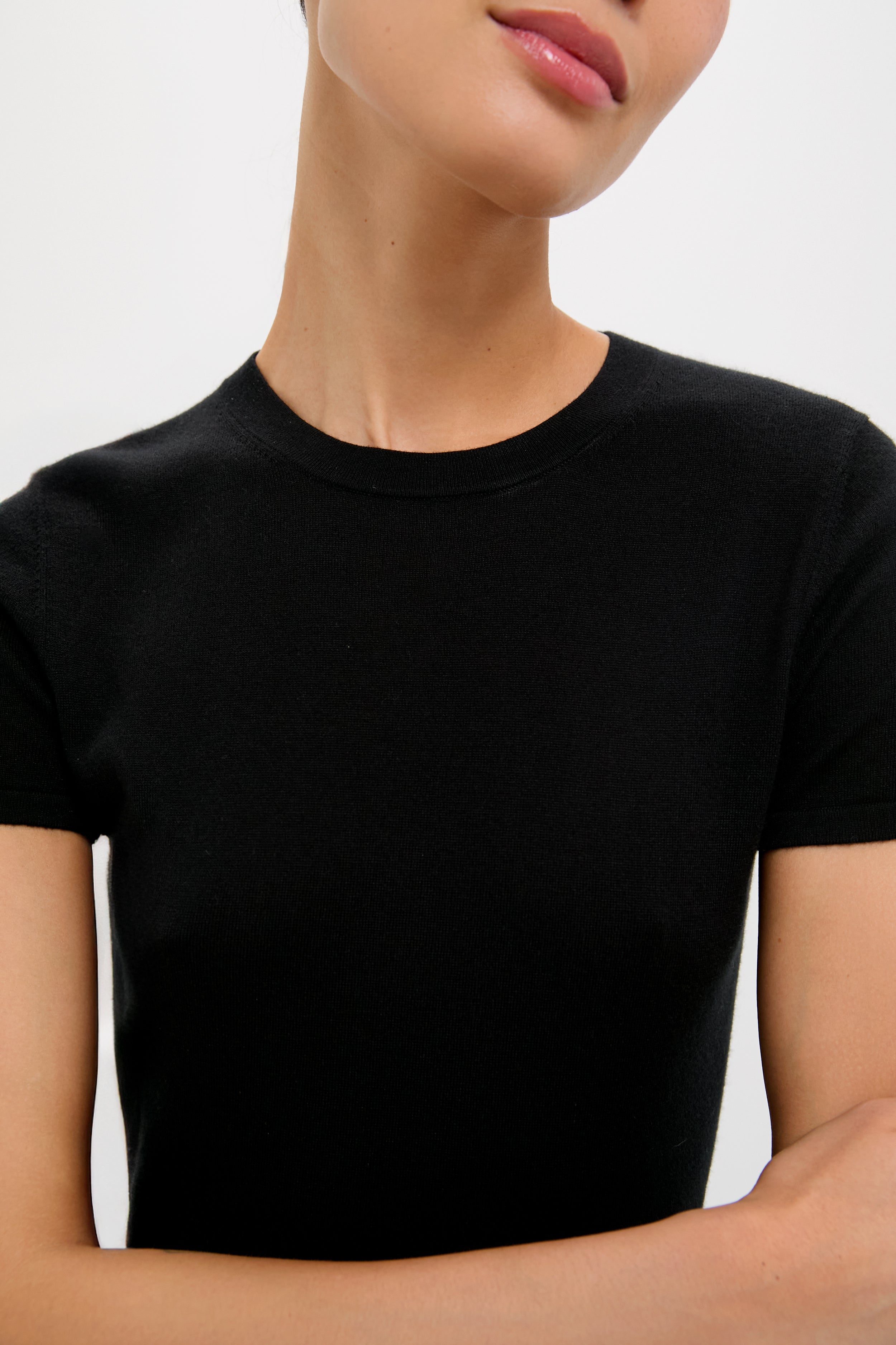 Black Cashmere Silk Katie Tee-Get Girly