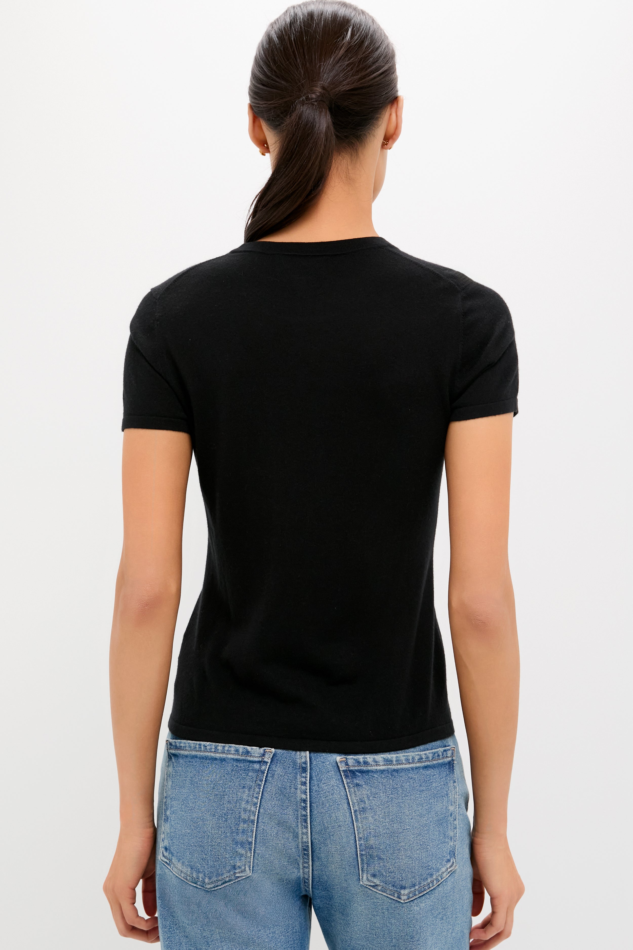 Black Cashmere Silk Katie Tee-Get Girly