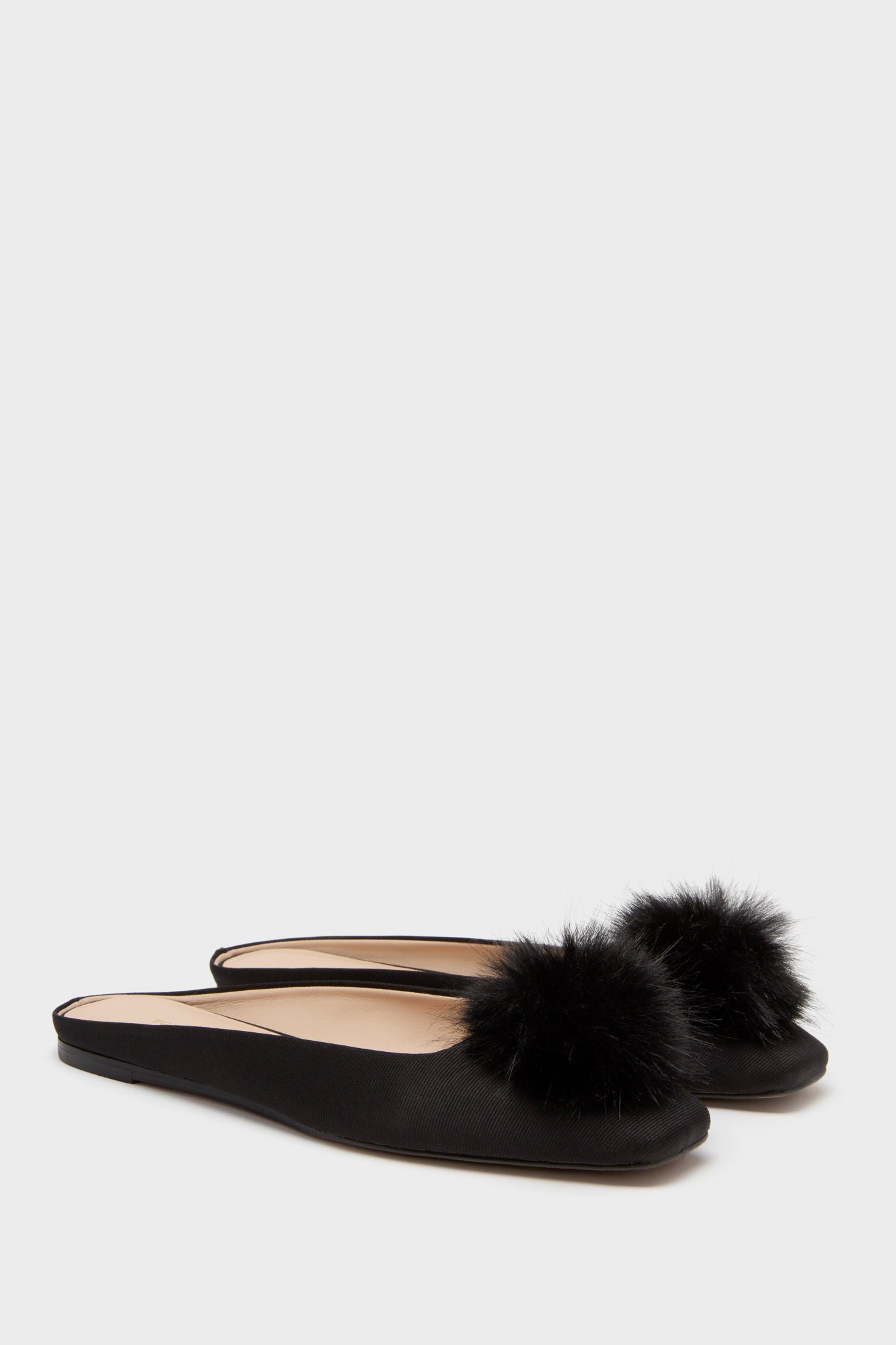 Black Silk Faille Nilli Flats with Pom Pom-Get Girly