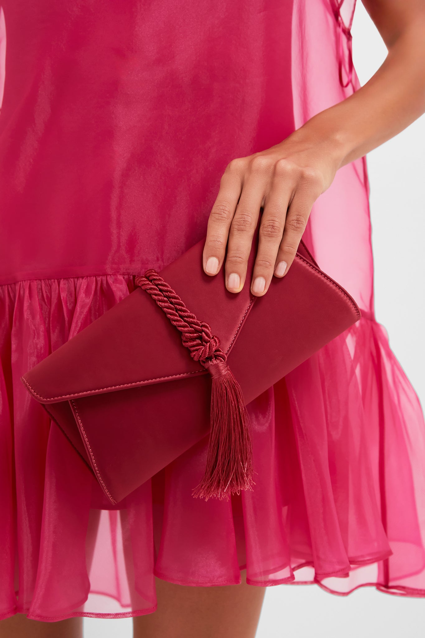 Cranberry Satin Gabrielle Clutch-Get Girly