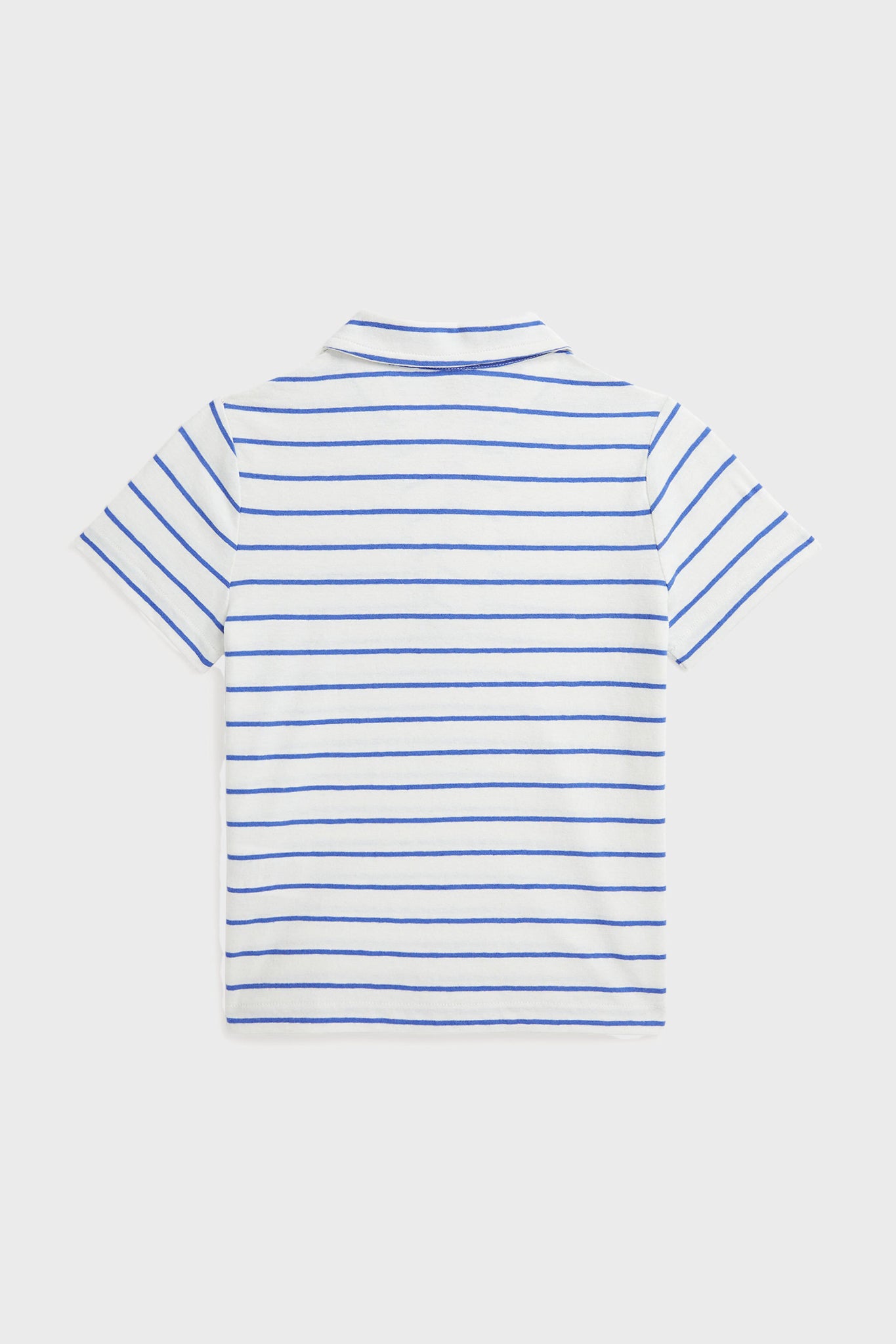 Little Boys White Short-Sleeve Cotton Linen Jersey Striped Johnny Collar Polo-Get Girly